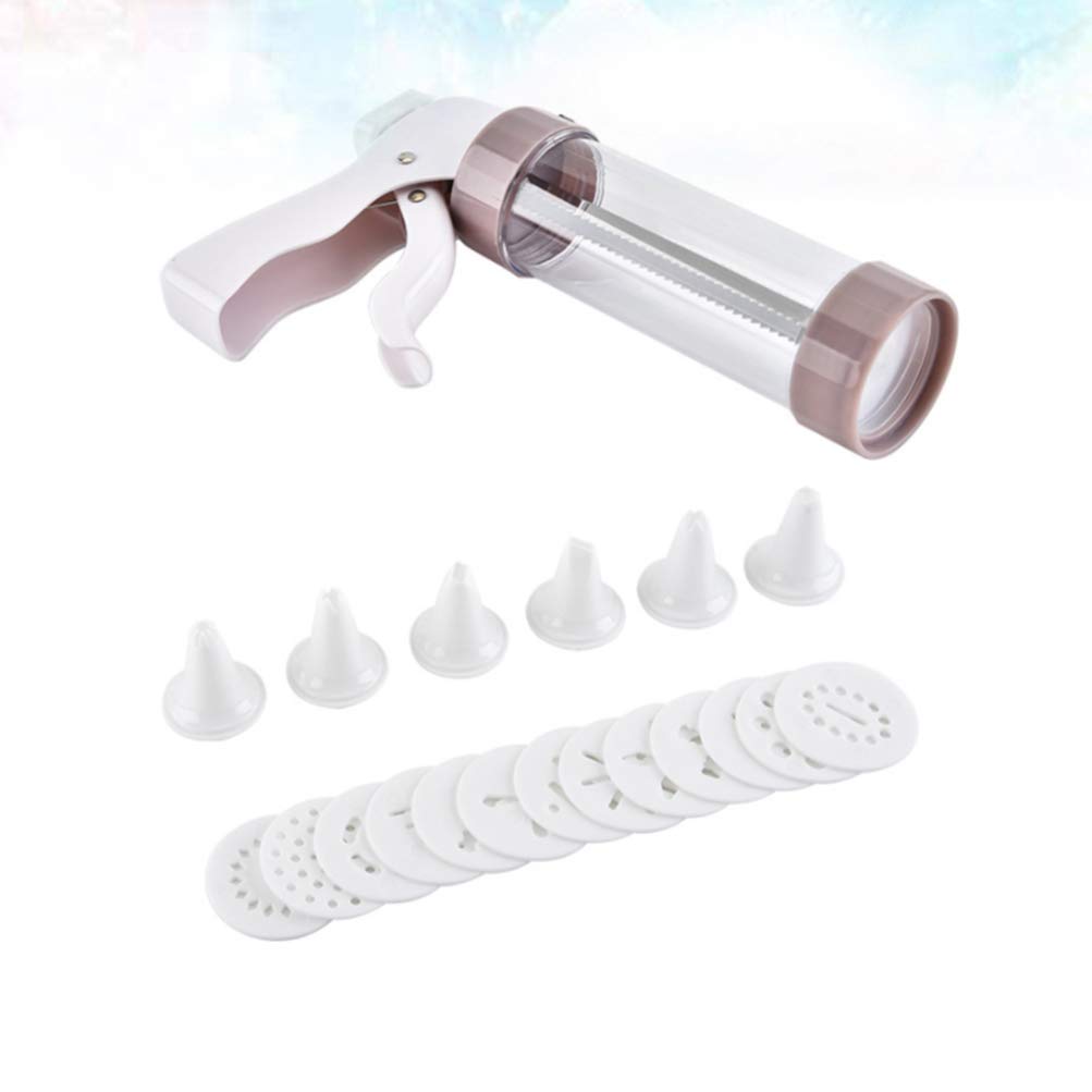 Hemoton 12-Piece Cookie Press Kit with 8 Stainless Steel Piping Tips - Professional Cookie Maker & Dessert Decorator Set for Baking, Cake Decorating, Cupcakes - Perfect for Home Bakers & Professional Kitchens (White)
