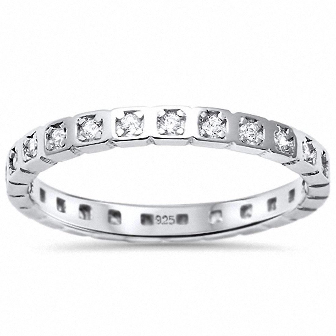 2.2mm Full Eternity Wedding Band Ring - 925 Sterling Silver for Women - Dainty Stackable Bridal Ring - Perfect for Engagement, Anniversary & Everyday Wear