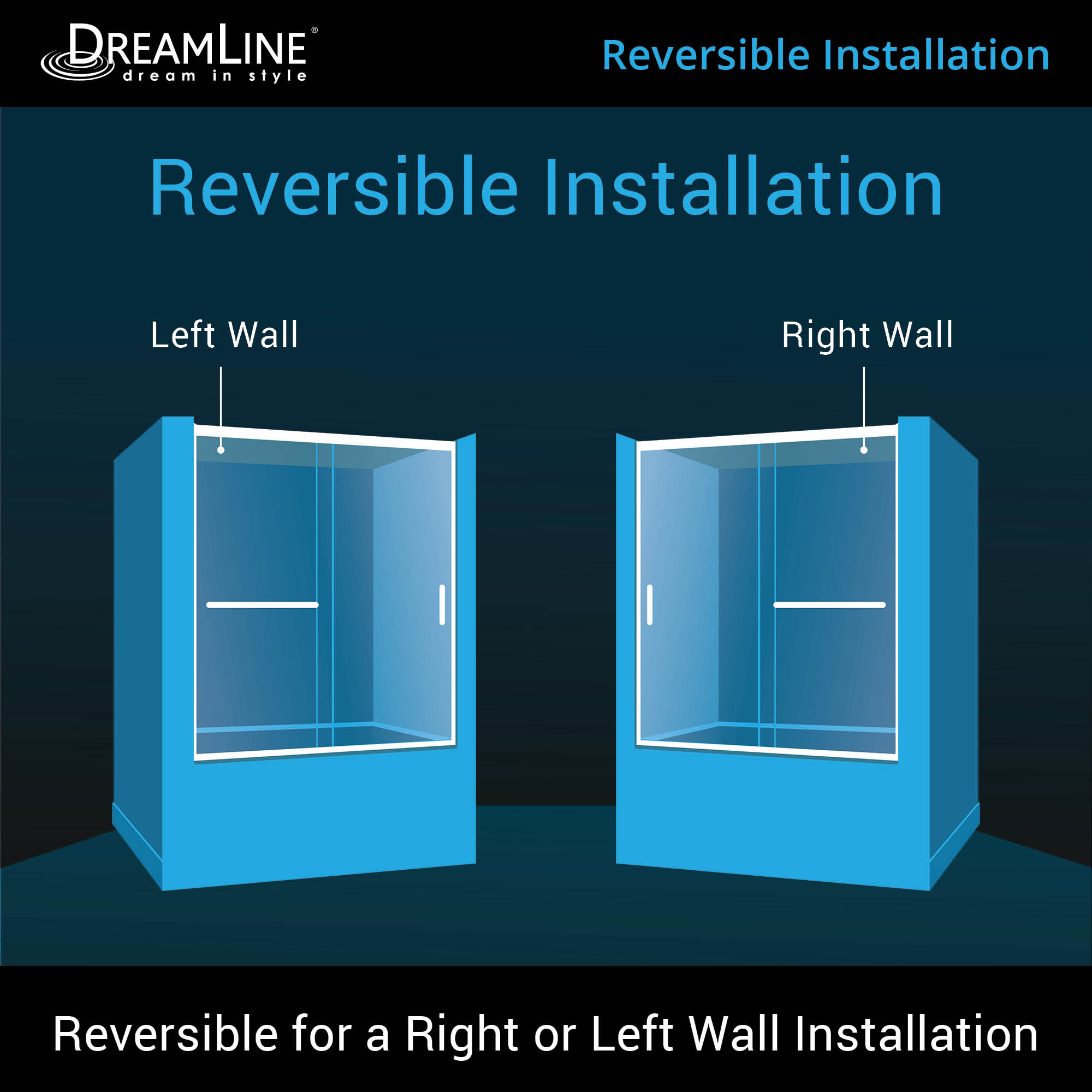 DreamLine Infinity Z 56-60 Inch Semi-Frameless Sliding Shower Door with Clear Glass & QWALL Acrylic Backwall Kit - Perfect for Modern Bathroom Renovations and Space-Saving Designs