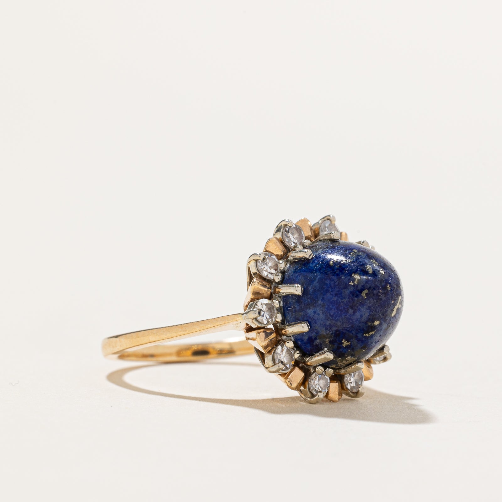 Lapis Lazuli & Diamond Cocktail Ring - 5.00ct Genuine Lapis with 0.25ctw Diamonds - Size 6 - Elegant Statement Jewelry for Evening Parties & Special Occasions
