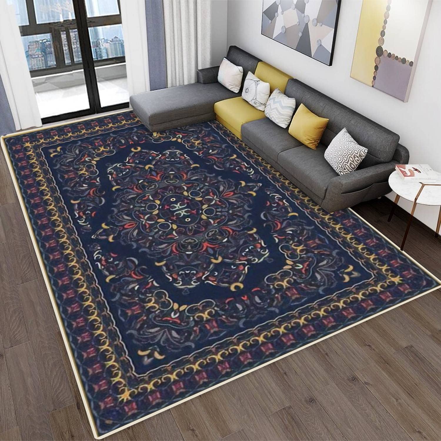 Vintage Persian Area Rugs - Non-Slip Stain Resistant Abstract Carpet for Living Room & Bedroom Decor | Indoor/Outdoor Home Mat for Cozy Modern Spaces