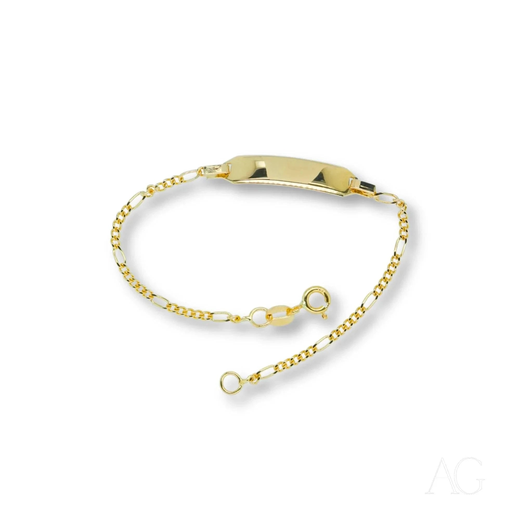 18K Gold Personalized ID Bracelet for Kids - Custom Name Engraved, Timeless Elegance Jewelry Gift for Birthdays, Christmas & Special Occasions