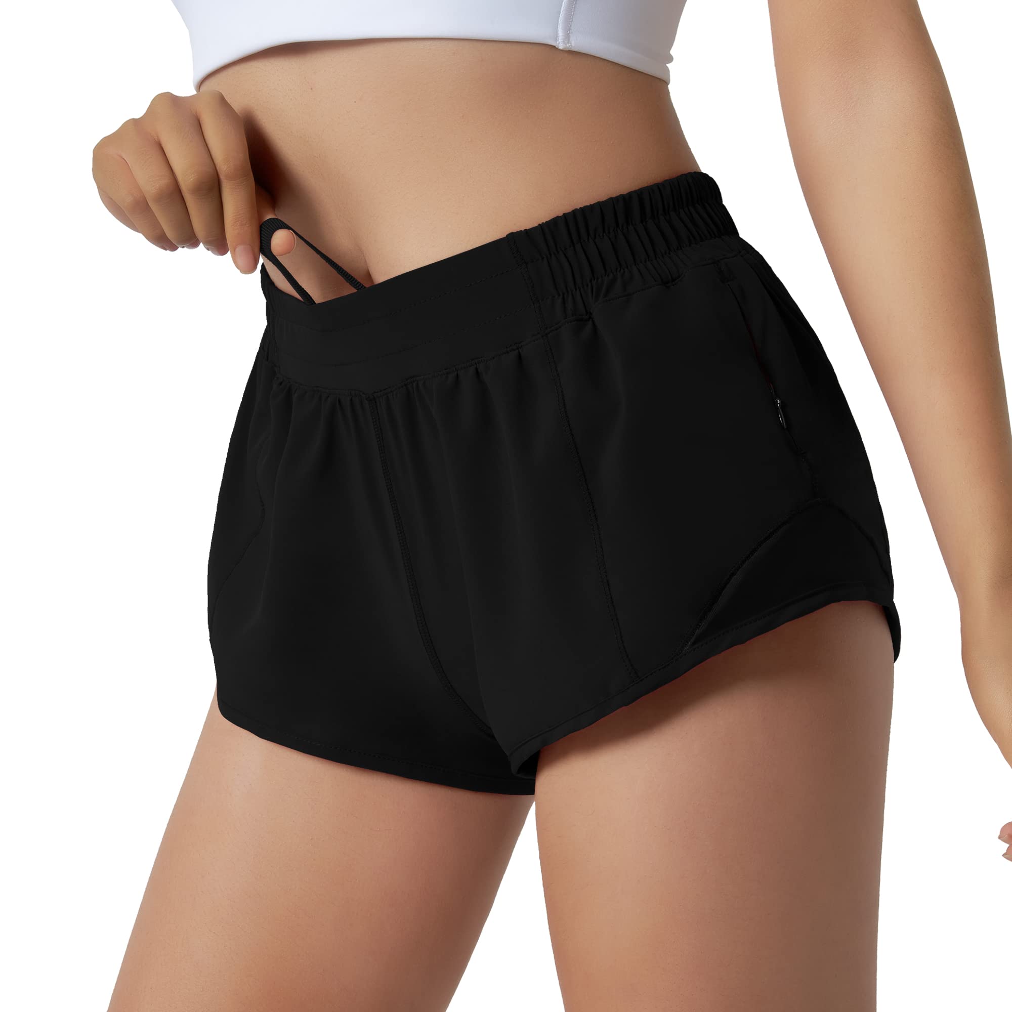**Aurefin Women's Running Shorts - Quick Dry Athletic Sports Shorts, Lightweight Workout Gym Shorts with Zip Pocket - Perfect for Jogging, Yoga & Fitness Training**