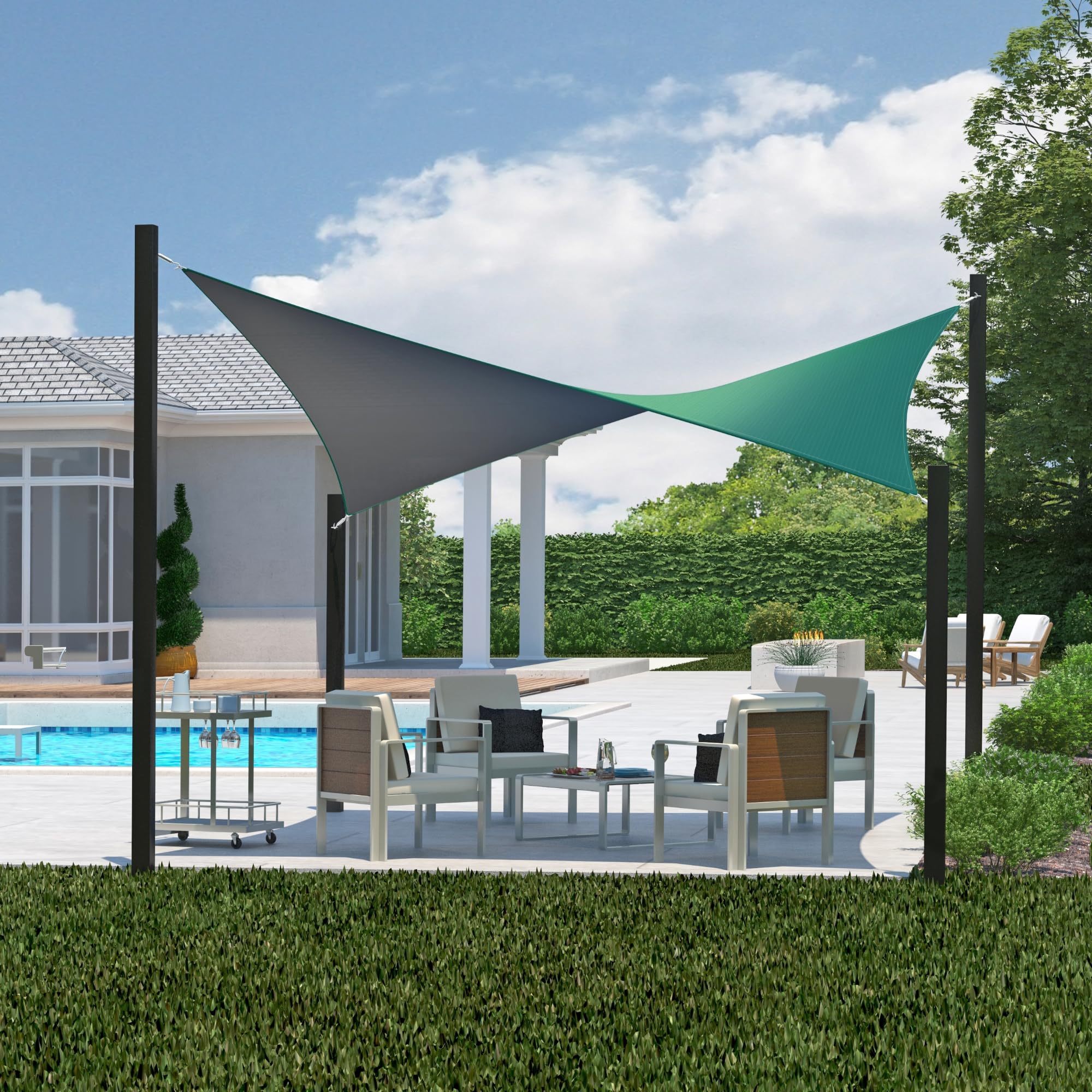 Coolaroo 95% UV Block Dualshade Iridescent Outdoor Sun Shade Sail 12' Square with Hardware Kit - Perfect for Patio, Garden, Pool, Backyard & Outdoor Living Spaces | Maldives Color | Sun Protection & Stylish Shade Solution
