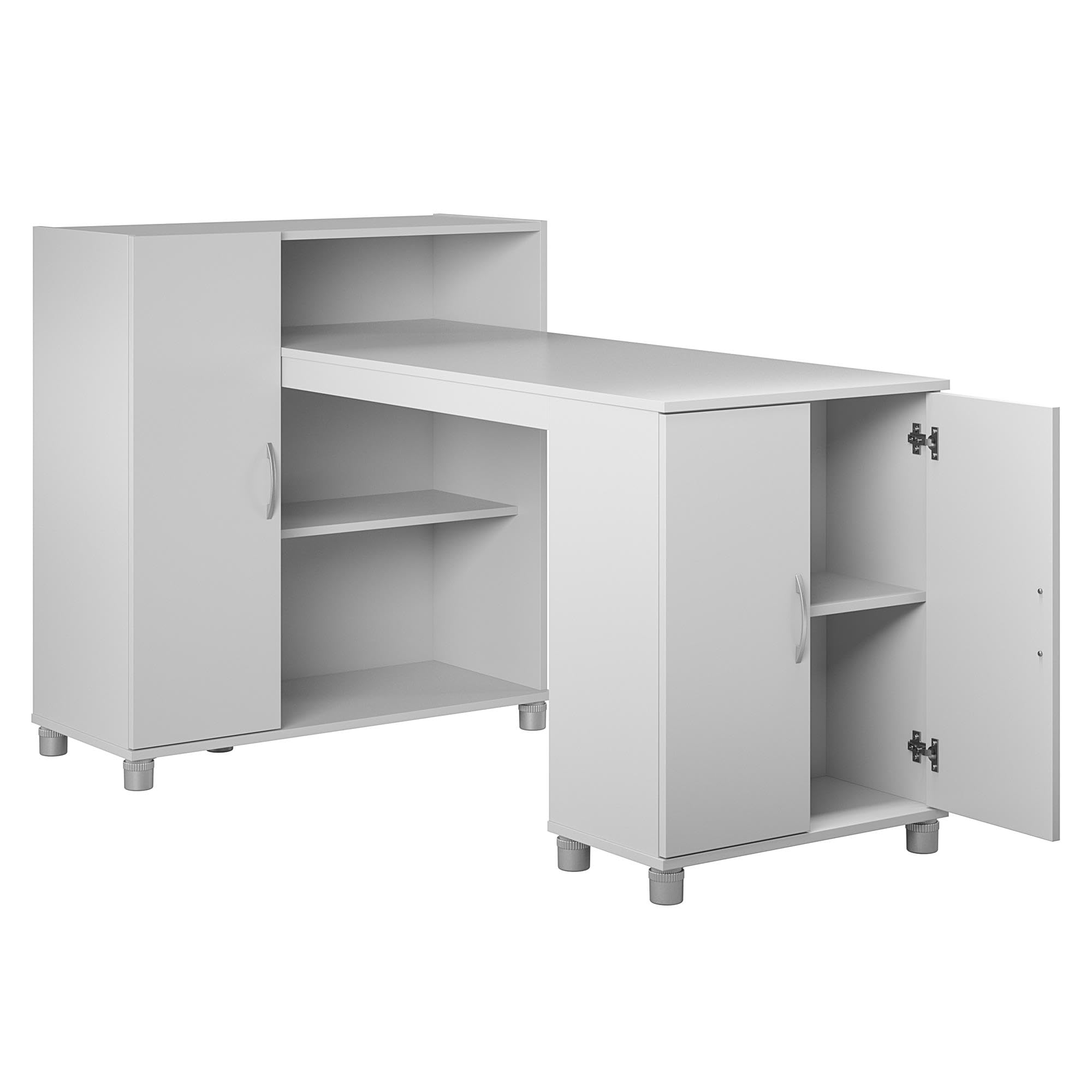 Lory Hobby and Craft Desk with Storage Cabinet in Dove Gray - Perfect for DIY Projects, Scrapbooking & Home Office Organization