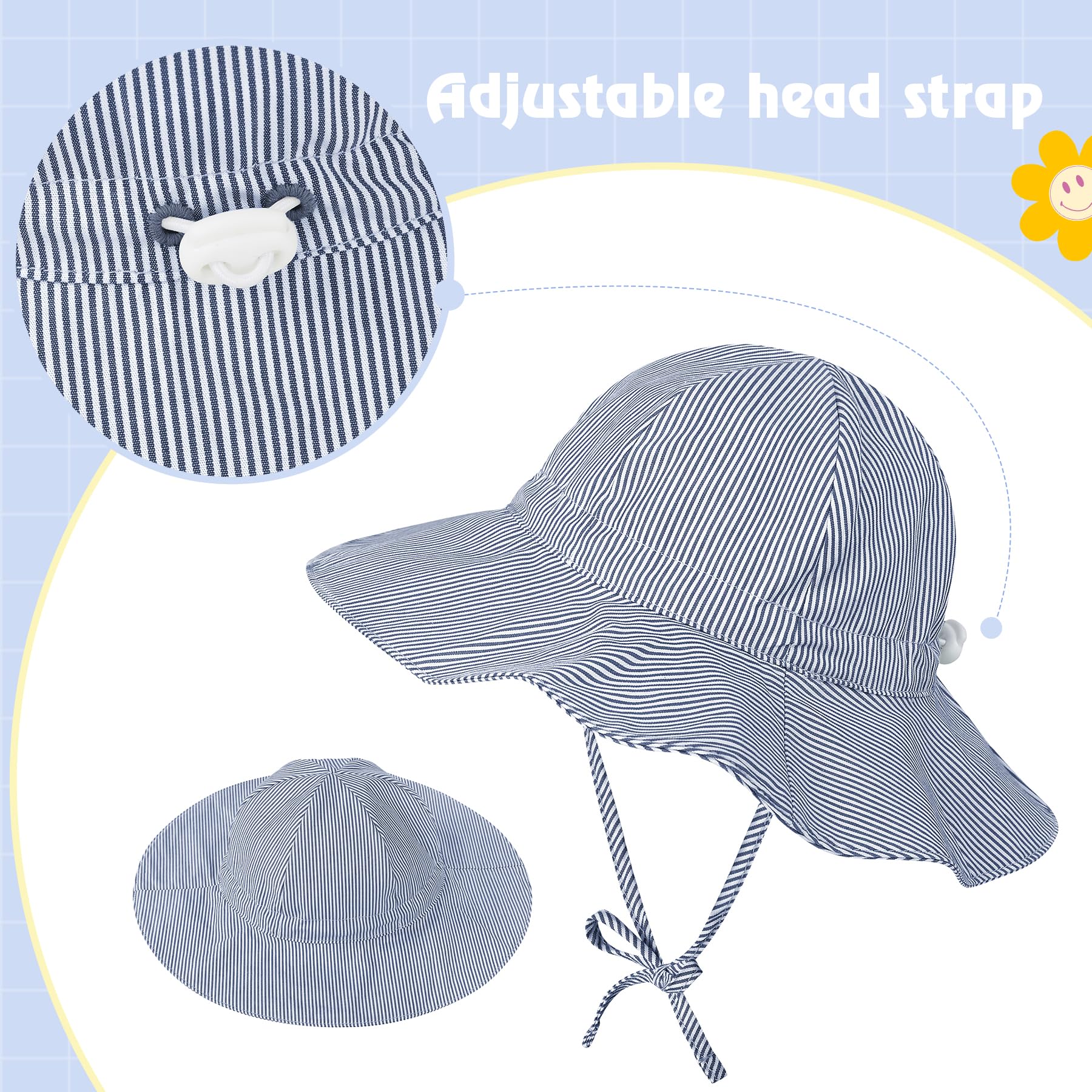Zando UPF 50+ Baby Sun Hat - Toddler Sun Protection Bucket Hat for Boys & Girls 0-4T, Wide Brim Infant Beach Hat | Perfect for Outdoor Play, Beach Trips & Summer Protection