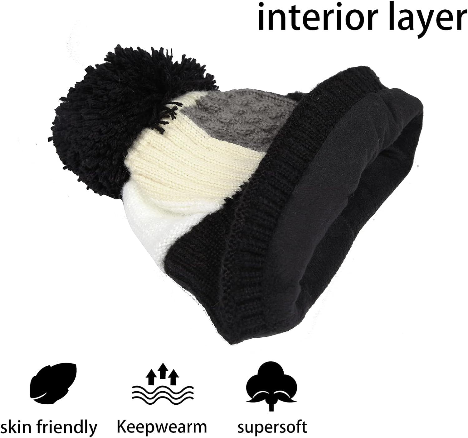 MEANBEAUTY Women's Knitted Beanie Hat with Pompom - Soft Warm Winter Ski Cap for Women & Men - Unisex Cold Weather Accessory for Outdoor Sports, Skiing, Snowboarding & Casual Winter Fashion