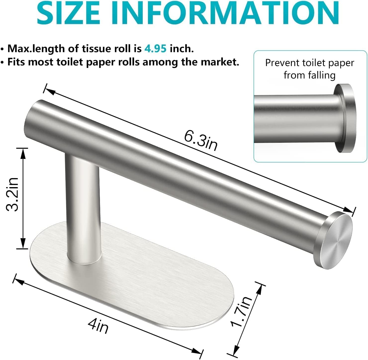 Stainless Steel Adhesive Non-Perforated Toilet Paper Holder for Bathroom - Wall Mount, Space Saving, Rustproof Bathroom Organizer for Home & RV Use