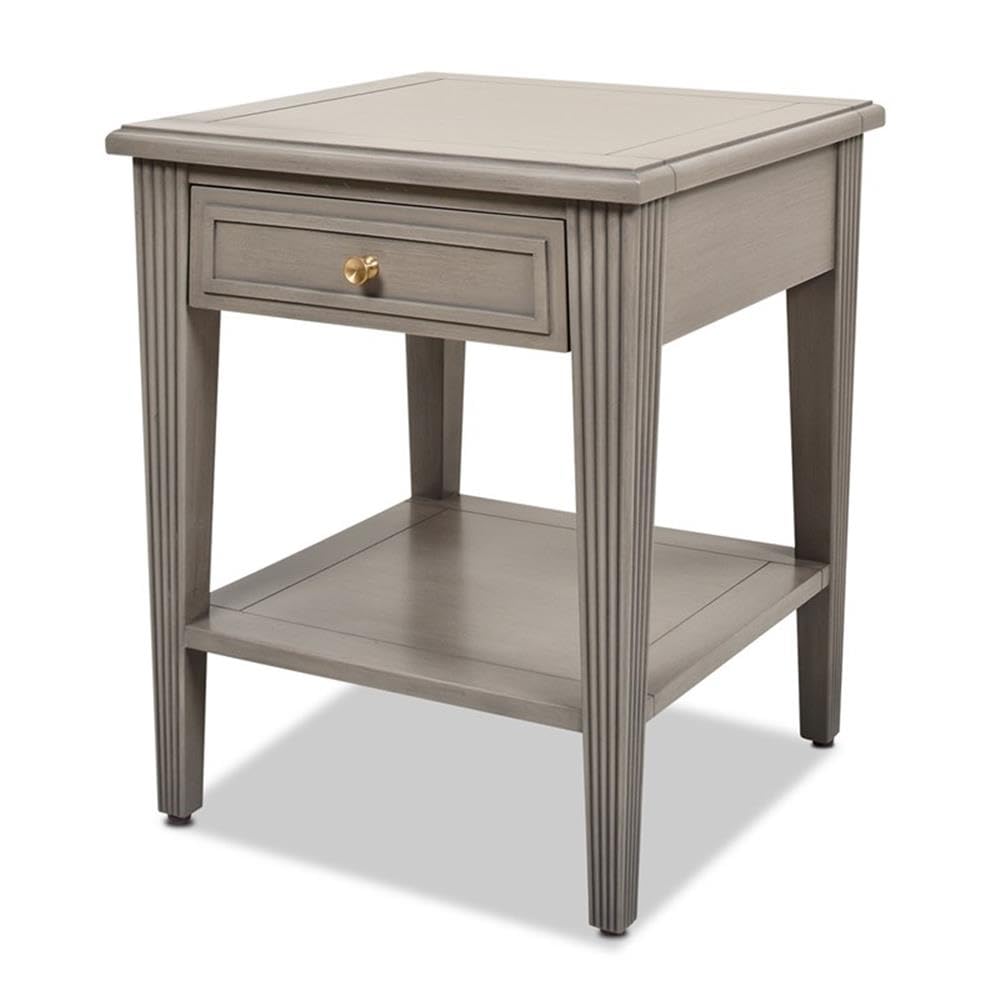 Jennifer Taylor Home Dauphin Storage Shelf Side Table - Grey Cashmere Finish | Stylish End Table for Living Room, Bedroom & Office Organization
