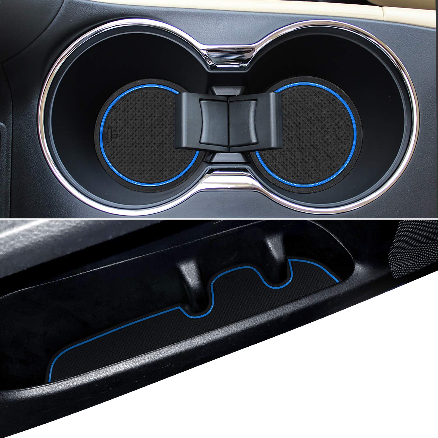 Premium Anti-Dust Car Mats for Toyota Highlander 2014-2019 - Custom Fit Cup Holder Liners, Console & Door Pads Interior Accessories (14-Piece Set, Blue) - Perfect for Road Trips, Daily Commute & Protecting Your Vehicle Interior
