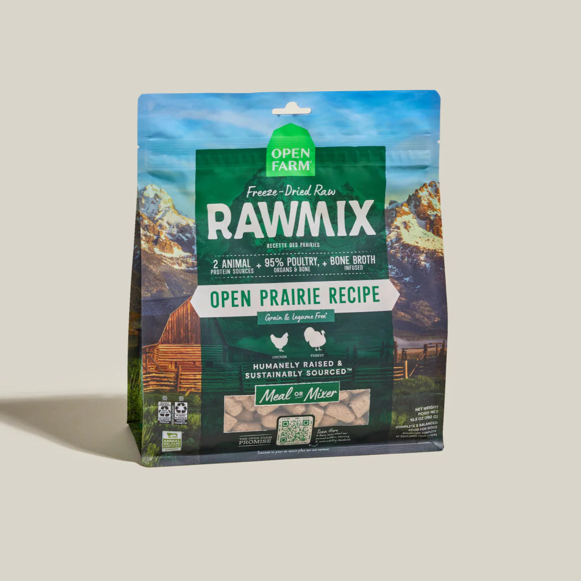 Open Farm Freeze Dried RawMix Open Prairie Dog Food - Grain-Free, High-Protein Raw Dog Food Topper - Perfect for Small & Large Breed Dogs - Ideal for Mealtime, Training Treats & Outdoor Adventures