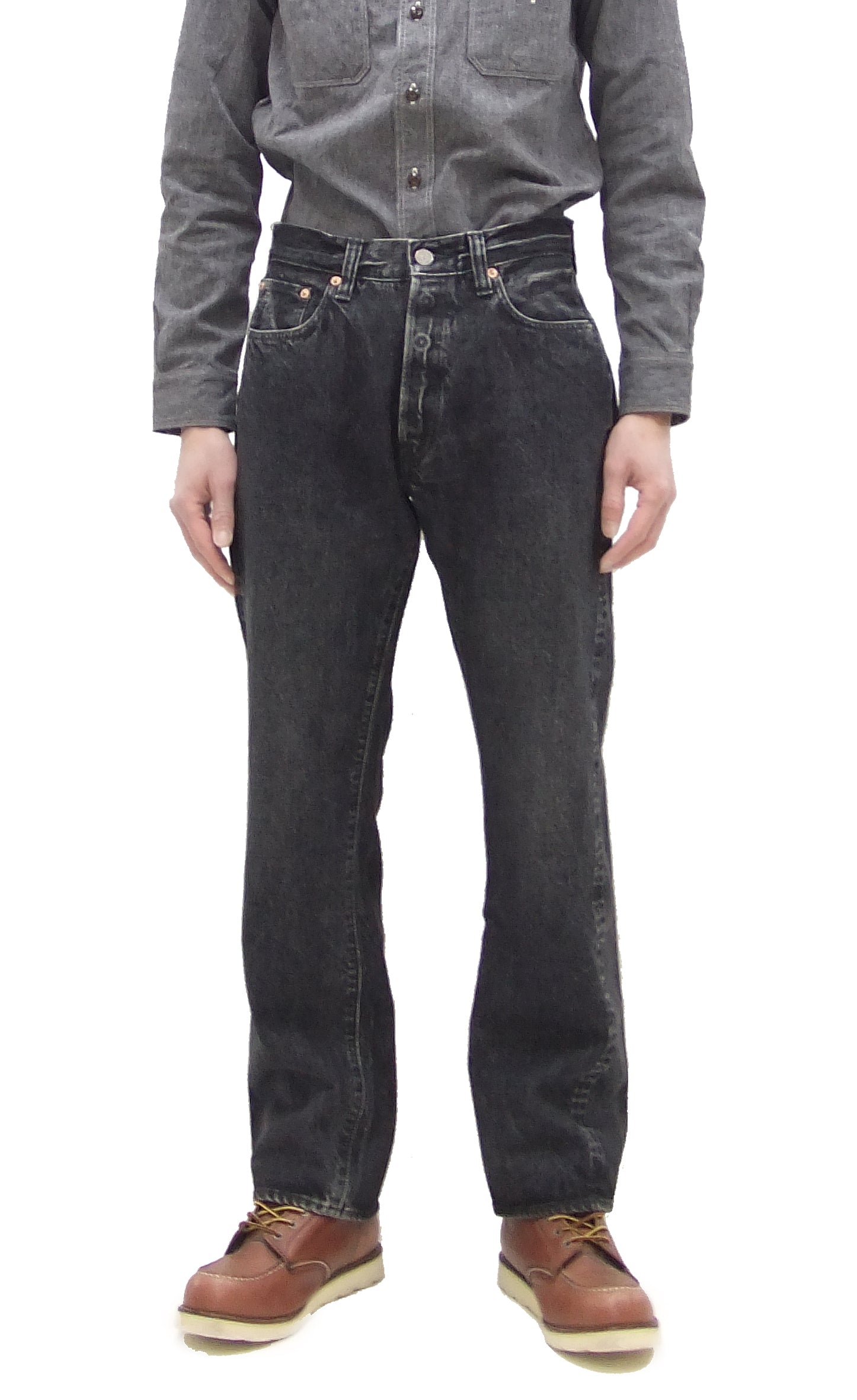 Vintage 1947 Men's Black Denim Jeans - Classic Straight Fit 14.25oz Pre-Aged Sugar Cane Denim Pants SC42460H | Casual Wear, Workwear & Everyday Style