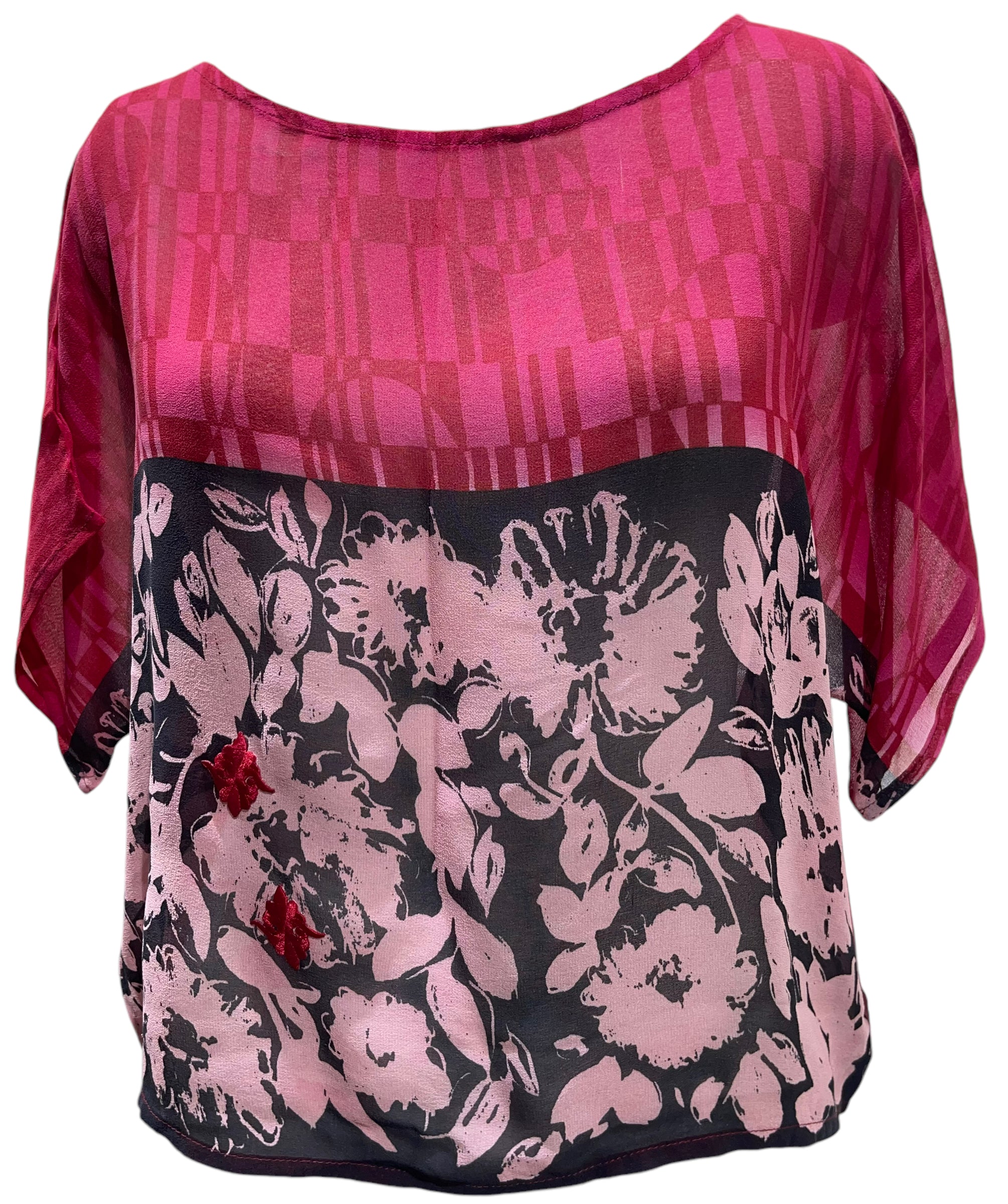 PRG5771 Women's Sheer Avatar Pure Silk Boxy Top - Elegant & Comfortable Blouse for Casual Wear, Office & Evening Outfits