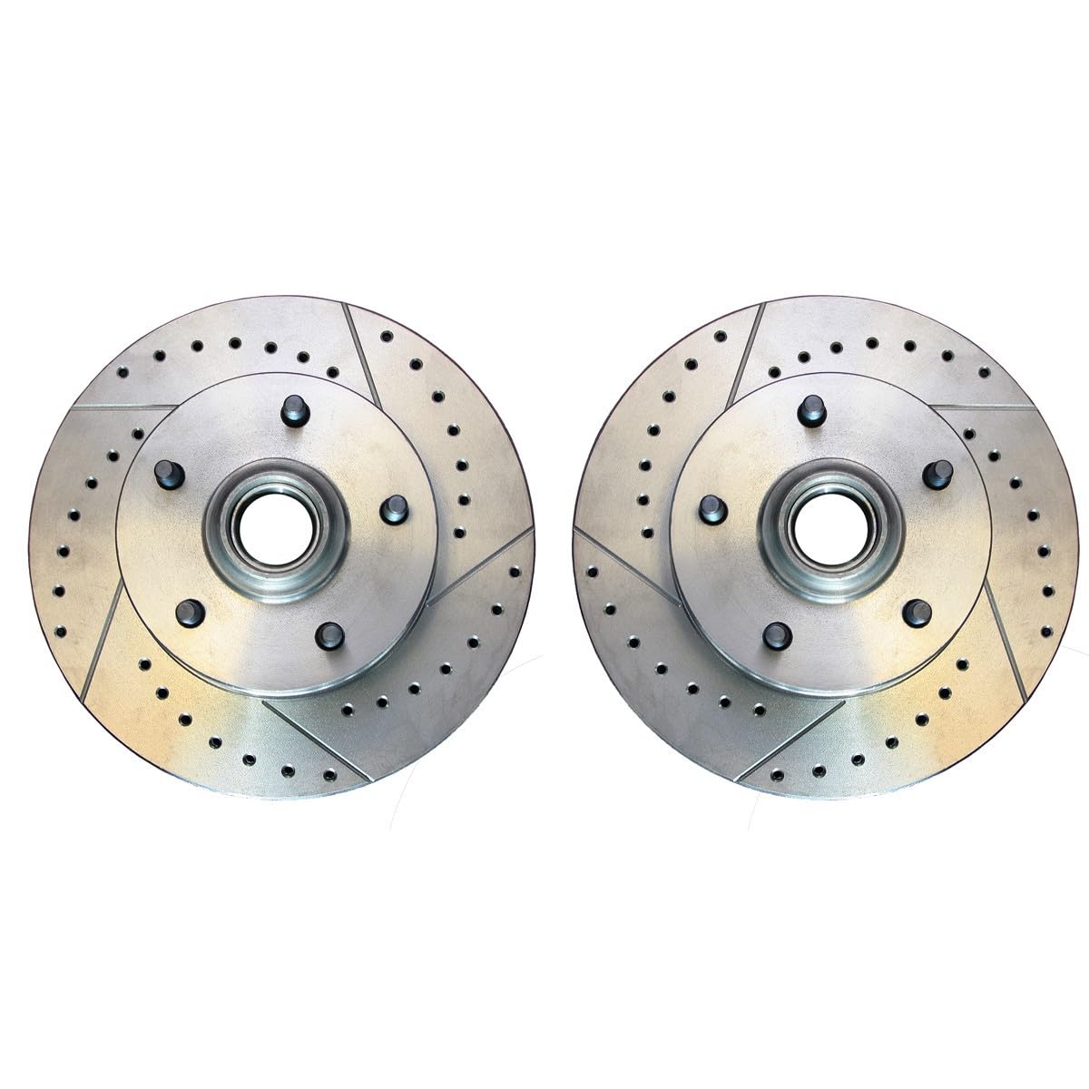 1964-1972 GM A-Body 1967-1969 GM F-Body 1968-1974 GM X-Body Drilled & Slotted Front Brake Rotors - 2 Piece Set for High-Performance Braking & Racing Applications