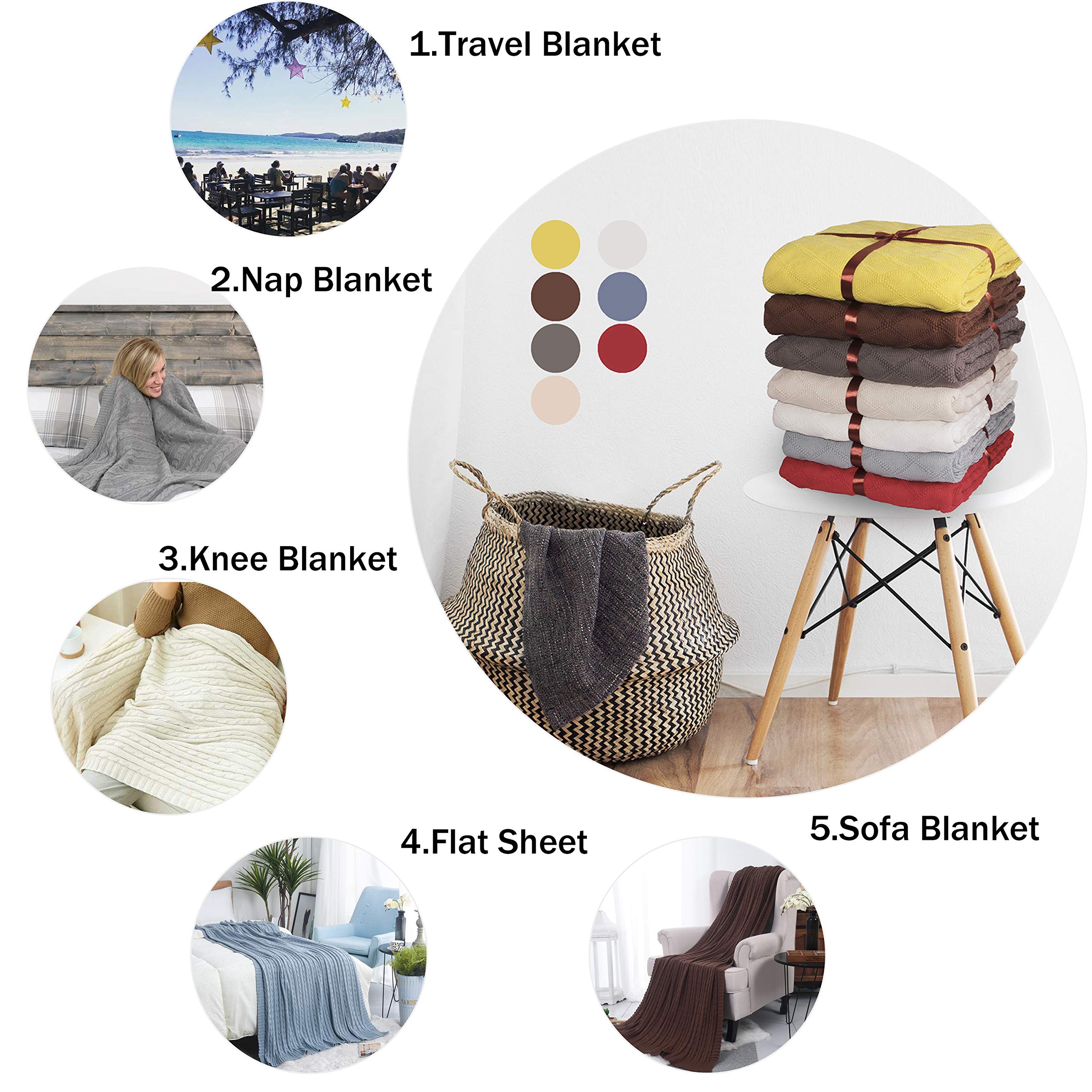 AGOOL Soft Cotton Red Cable Knit Throw Blanket - 50x70 Inch Cozy Blanket for Couch, Bed, Sofa & Beach - Home Decor Knitted Blanket with Silk Bow Tie Gift Packaging (2.2 lbs) - Perfect for Winter Snuggling, Picnics & Home Styling