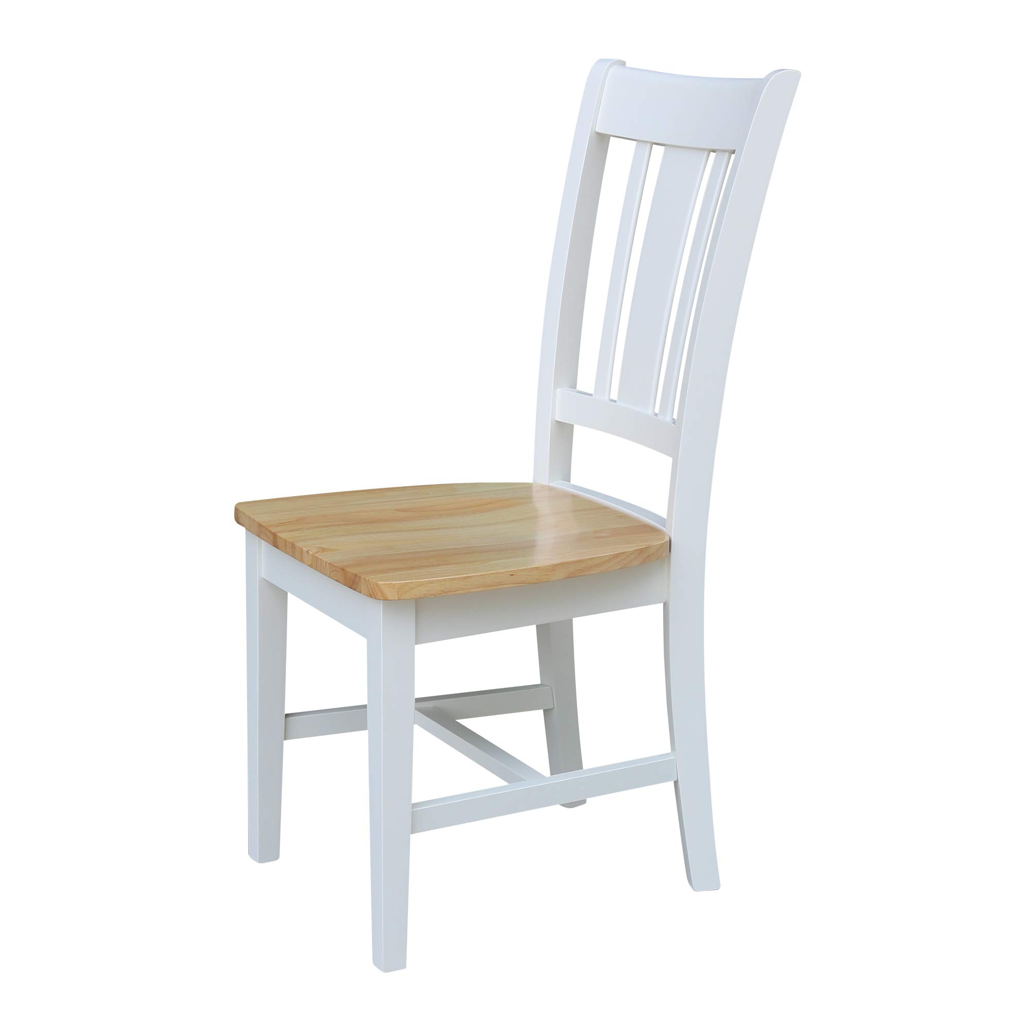 IC International Concepts Solid Wood San Remo Splatback Dining Chairs, Set of 2 - White/Natural Finish for Kitchen, Dining Room, or Breakfast Nook