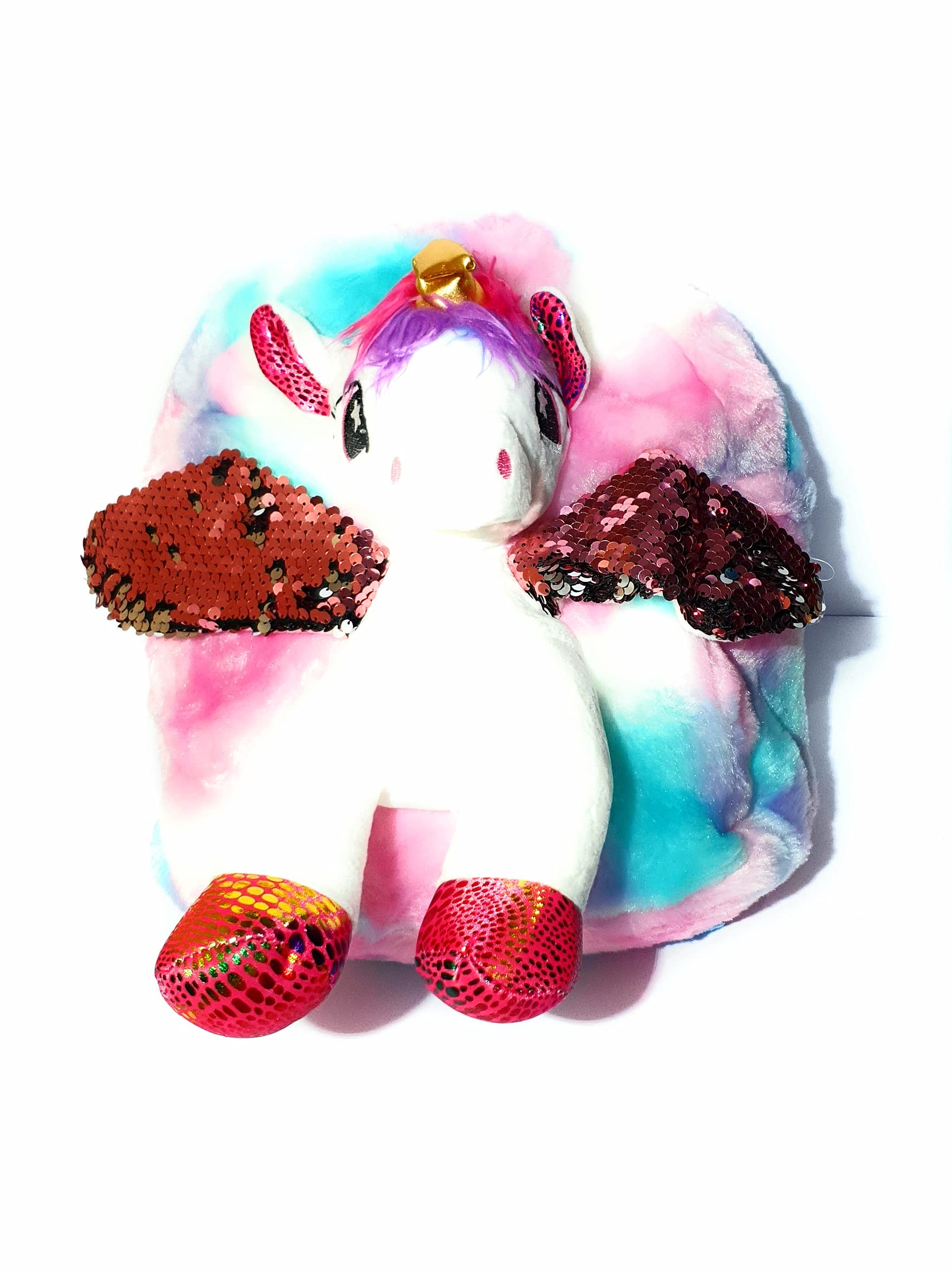 **Unicorn Plush Backpack for Girls - Soft Fabric Toddler School Bag (Multicolor) - Perfect for Preschool, Daycare & Travel**