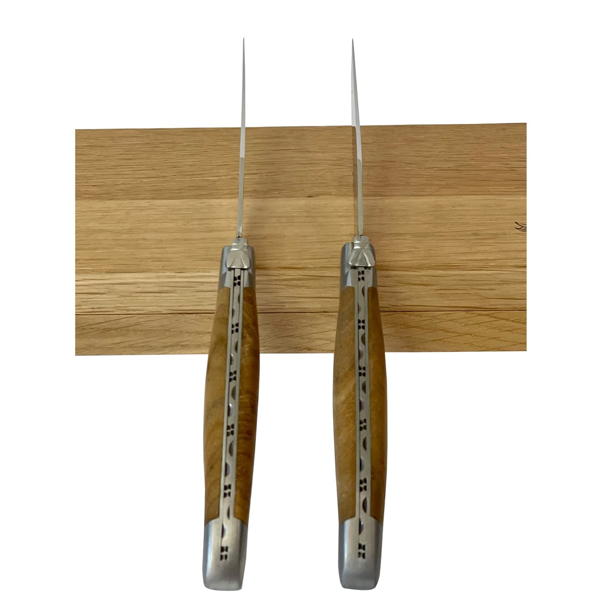 Premium Laguiole en Aubrac Luxury Forged Full Tang Steak Knives Set - 2-Piece Stainless Steel Blades with Teak Wood Handles & Brushed Bolsters - Perfect for Fine Dining, Steakhouse Experience & Gourmet Gifts