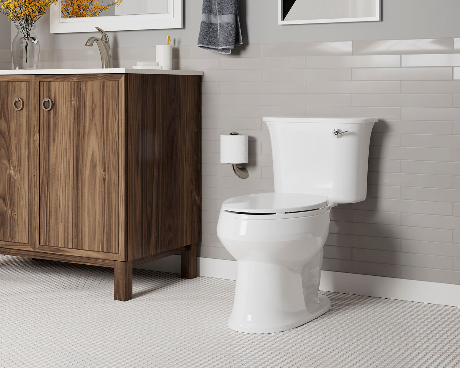 Alteo Vertical Toilet Paper Holder - Brushed Nickel Finish (Model 37056 BN) | Modern Bathroom Accessory for Home & Commercial Use