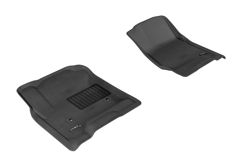 3D MAXpider Kagu All-Weather Floor Mats for 2014-2020 Chevrolet Silverado Double Cab & Crew Cab - 1st Row, Black - Durable Car Mats for Truck Protection & Easy Cleaning