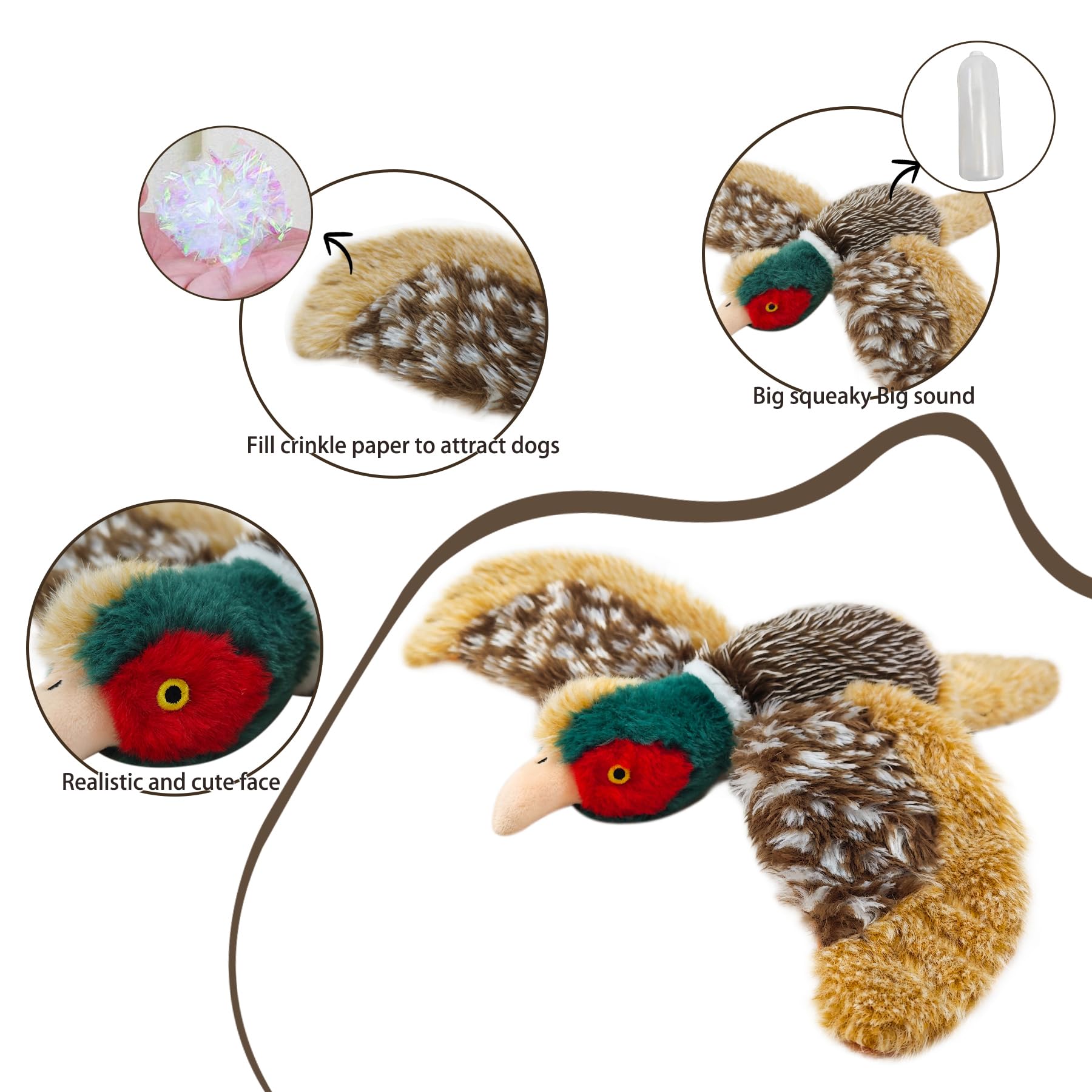 Interactive Dog Toys for Small, Medium & Large Dogs - Squeaky Pheasant Puzzle Plush Toy for Mental Stimulation & Play | Perfect for Indoor Playtime, Training & Chewing Fun