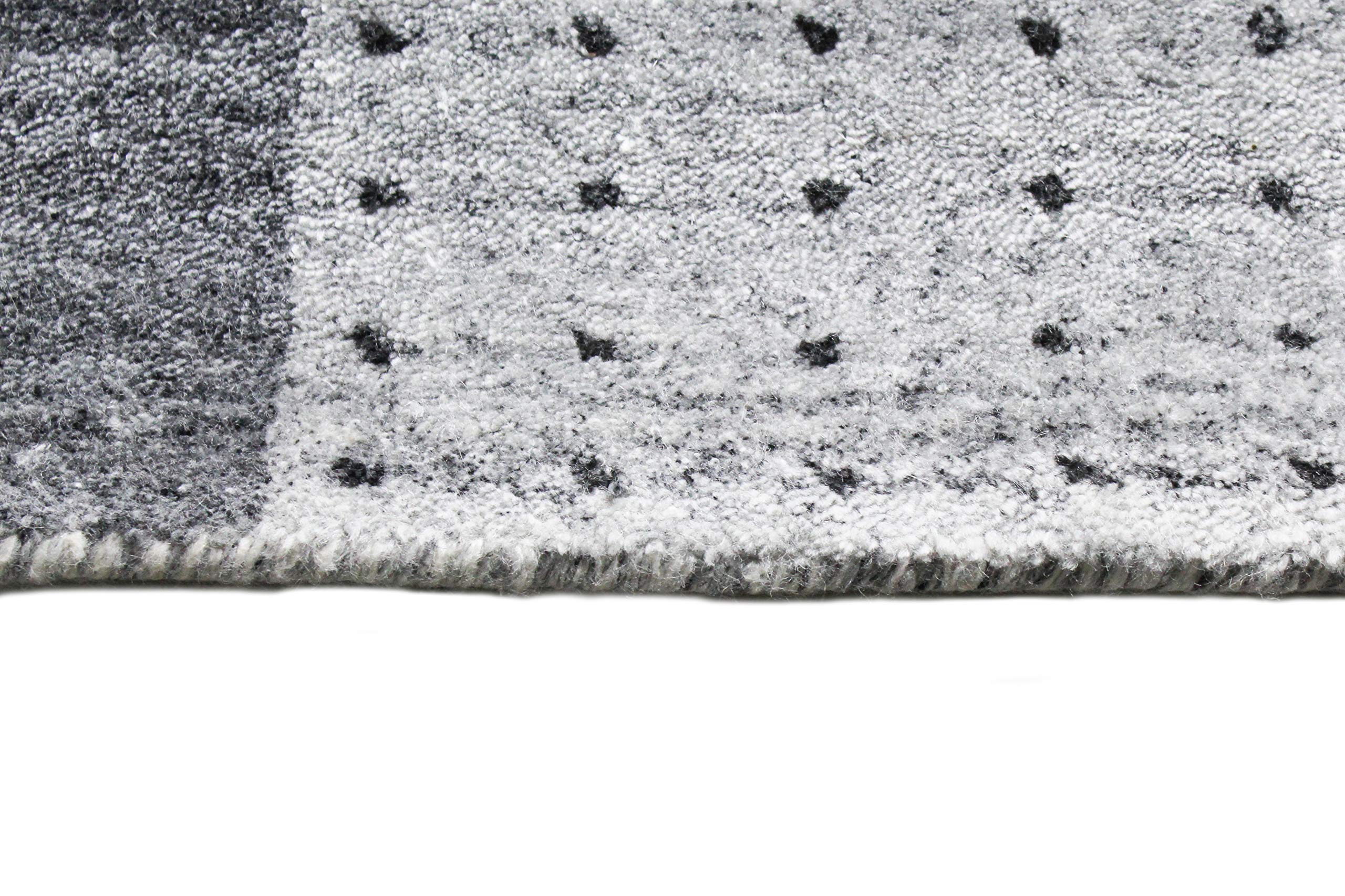 Bashian Collection Luxury Hand Loomed Wool & Viscose Area Rug - 2.6’ x 10’ Ivory/Grey Runner Rug for Entryway, Living Room, Bedroom - Soft & Durable Home Decor for High-Traffic Areas