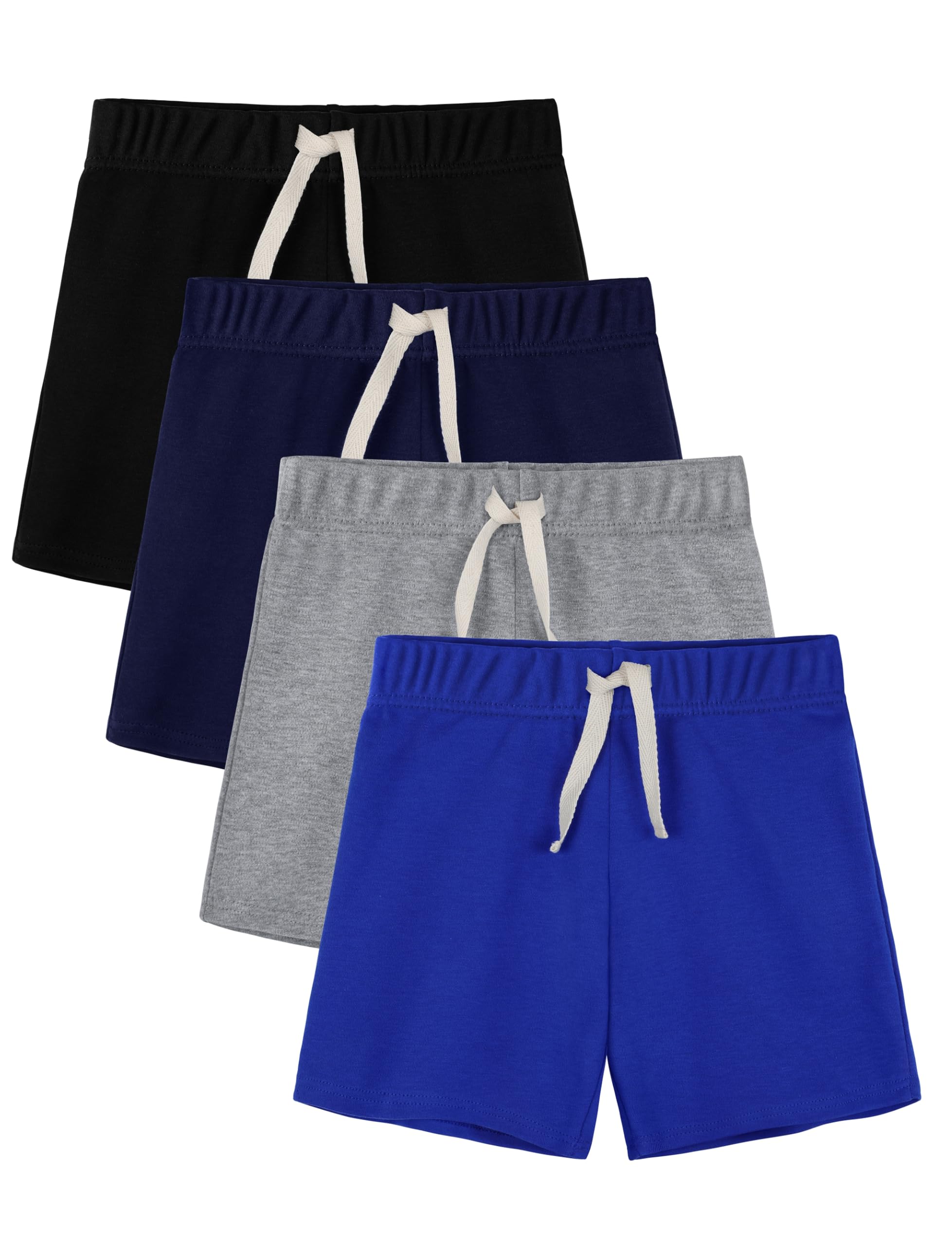 4 Pack Boys' Cotton Shorts - Toddler & Baby Summer Casual Jogger Shorts for Kids | Playtime, Outings & Everyday Comfort