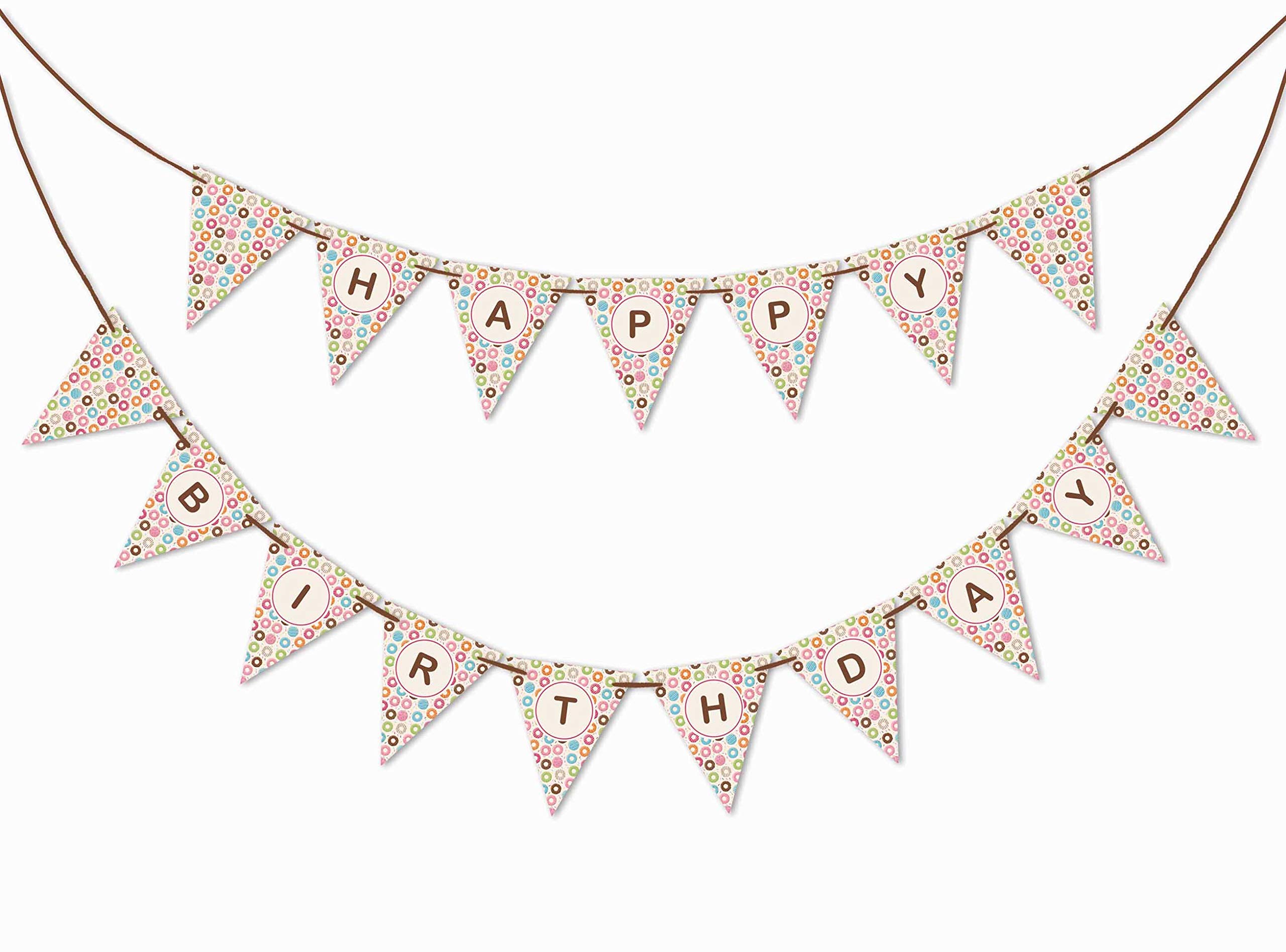Happy Birthday Party Decorations - Gender Neutral Donut Garland Pennant Banner for Baby Boy or Girl | Perfect for Birthday Parties, Baby Showers & Nursery Decor