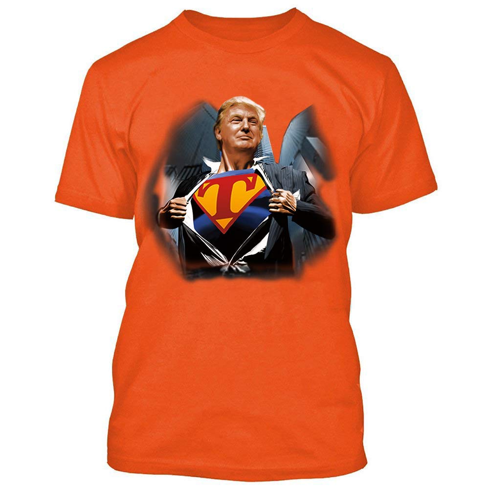 Donald Trump Superpower Pullover T-Shirt - Patriotic Crewneck Short Sleeve Tee for Men - Political Election Apparel - Perfect for Campaign Rallies & Conservative Events