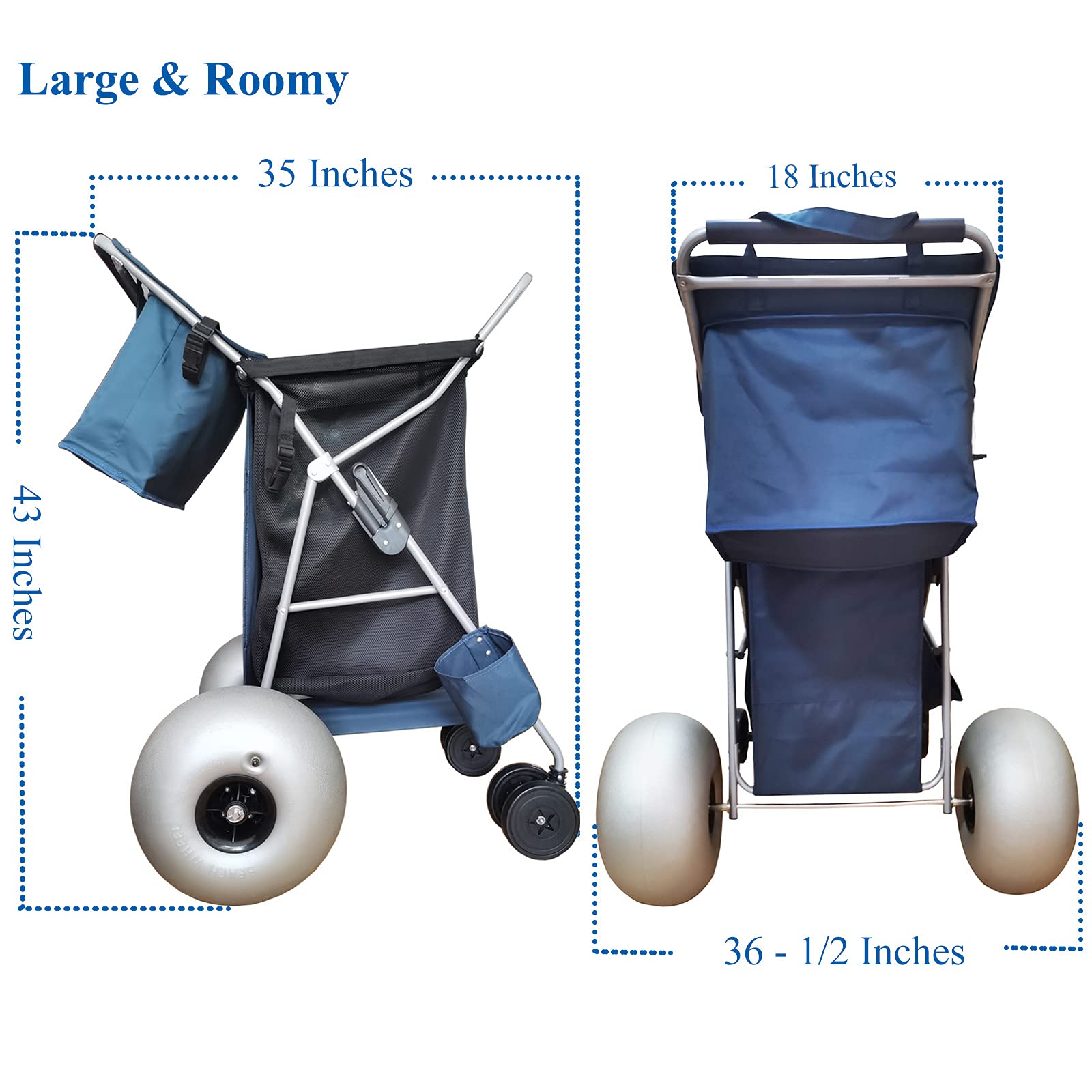 Best Heavy-Duty Beach Cart with 13'' Balloon Wheels - Holds 4 Folding Chairs (Includes Pump) | Collapsible Sand Buggy for Beach, Camping & Outdoor Adventures | Perfect for Sand, Parks & Picnics