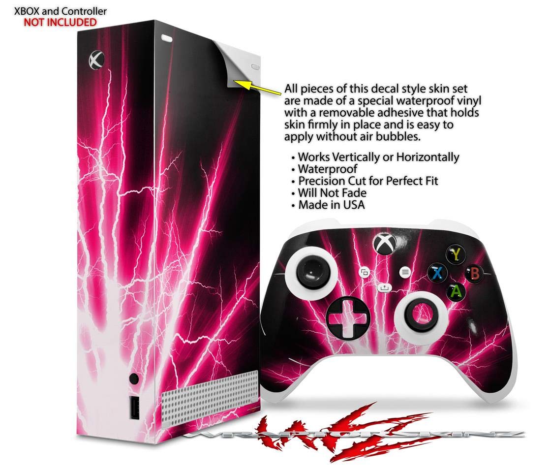 XBOX Series S Console & Controller Vinyl Wrap Skin Decal - Lightning Pink | Protective Custom Gaming Skin for XBOX Series S | Perfect for Gaming Setups, Streamer Backgrounds & Personalization