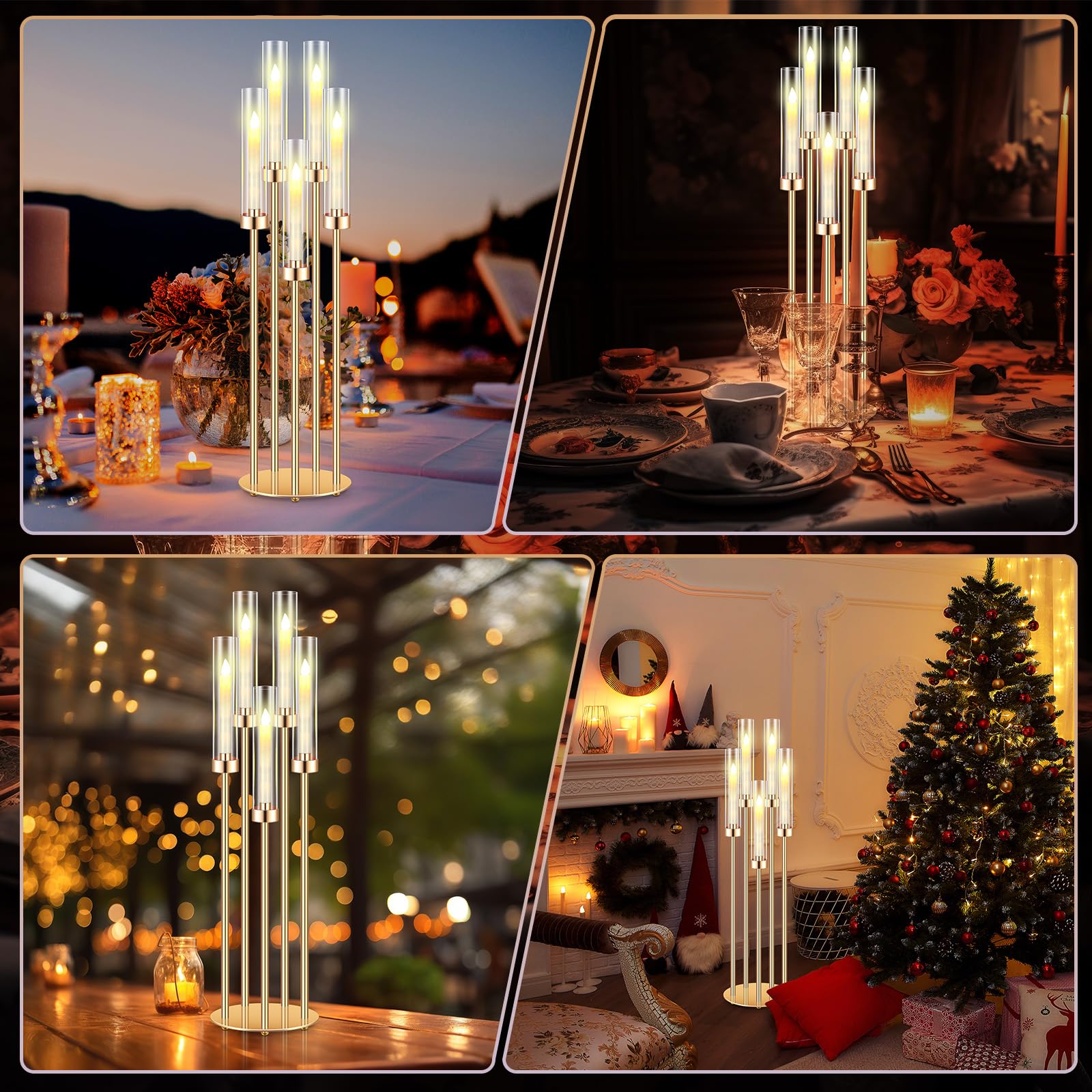 Tandefio 4-Piece 5-Arm Gold Candelabra Set - 35