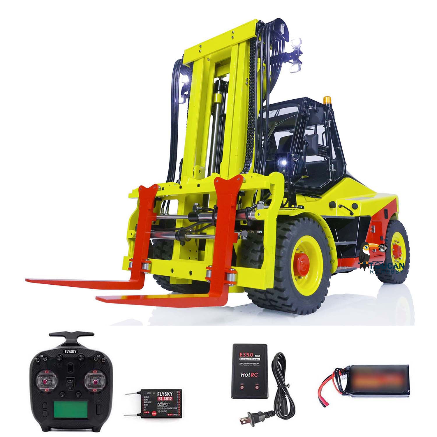 1:14 LESU Metal RC Forklift Truck with Hydraulic System, Remote Control, Sound & Light, ESC Servo - Perfect for Construction Site Play, Collecting & Indoor Racing