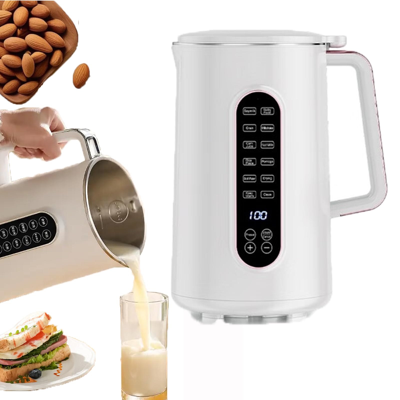 Mylk Nut Milk Maker Machine - 8-in-1 Automatic Almond Milk Maker Blender, 40oz Capacity (White) - Perfect for Vegan, Keto & Paleo Diets at Home
