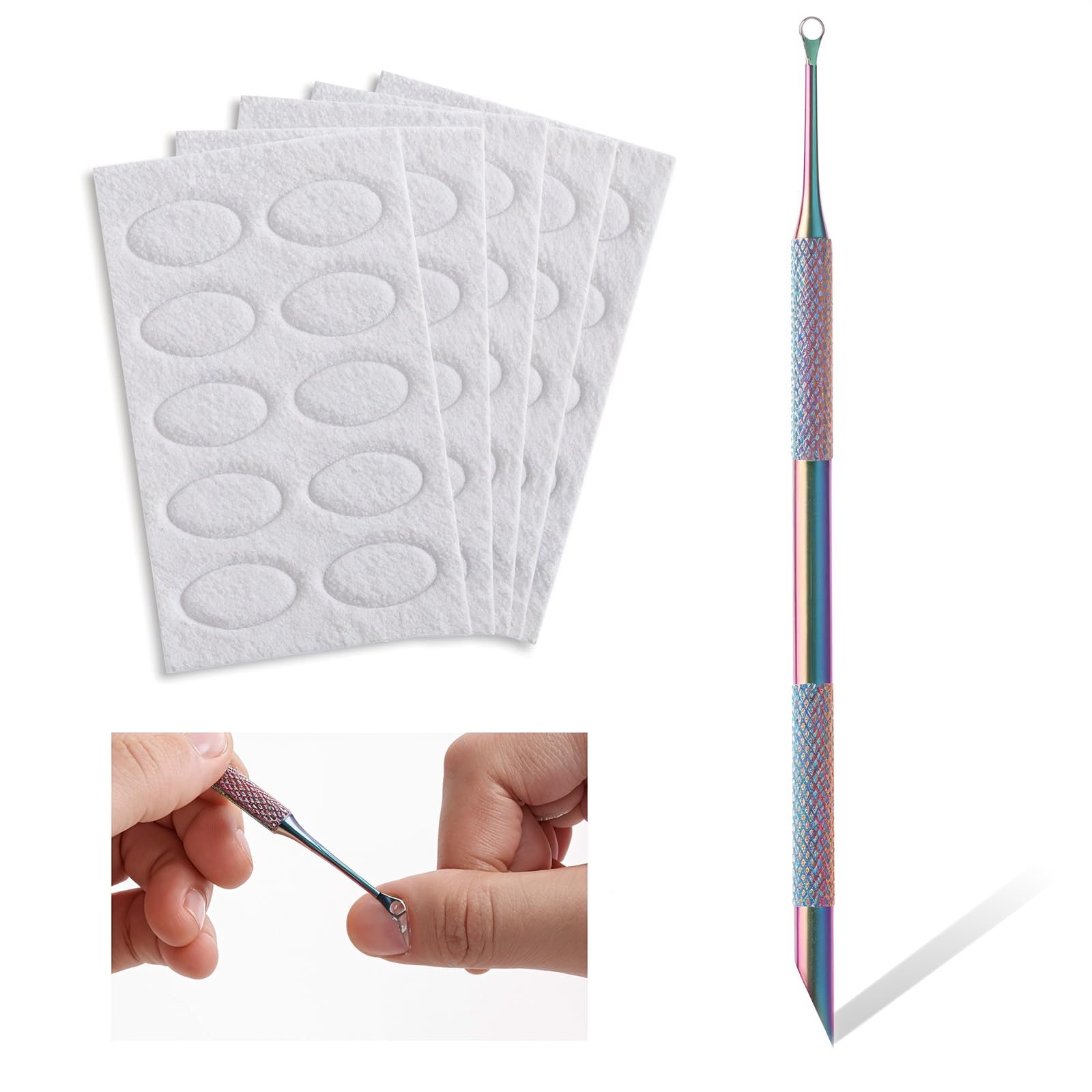 Dual-Ended Cuticle Pusher & Nail Care Kit with 5 Sanding Polishing Tablets - Professional Manicure Pedicure Tools for Cuticle Removal, Nail Etching & Polish Prep - Perfect for Home Nail Salons & DIY Nail Art