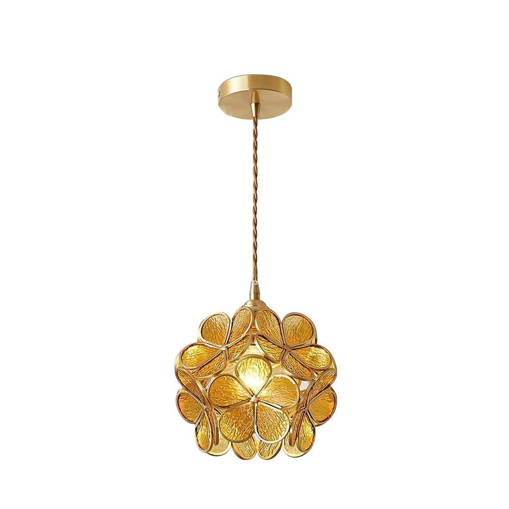 Modern Glass Petal Pendant Light - Elegant Floral Ceiling Lighting Fixture for Dining Room, Kitchen Island & Bedroom Decor