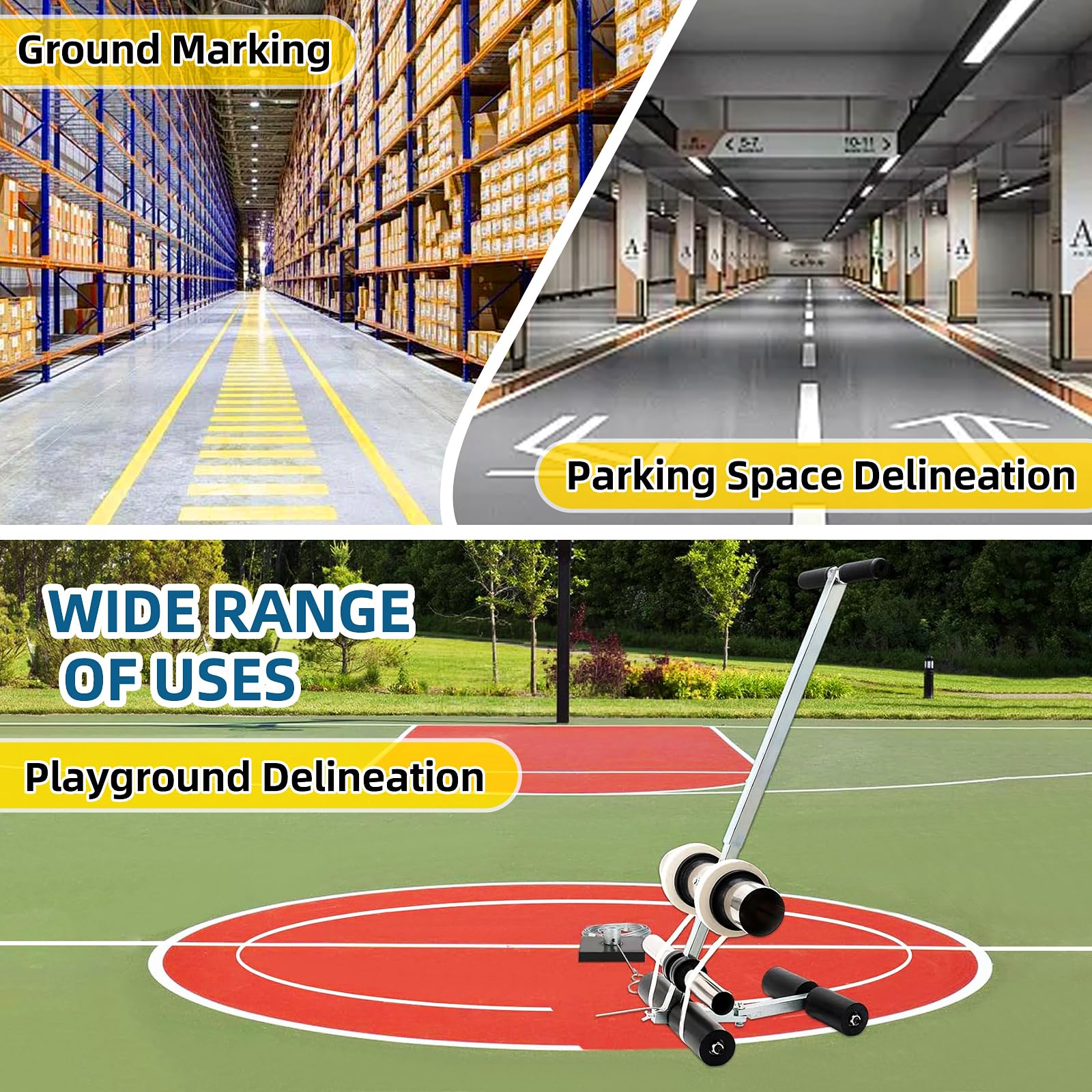 Professional Court Line Tape Machine - Basketball Court Line Striping Machine for Parking Lots, Roads & Sports Fields | Durable Paint Striping Equipment for Perfect Court Markings & Safety Warnings