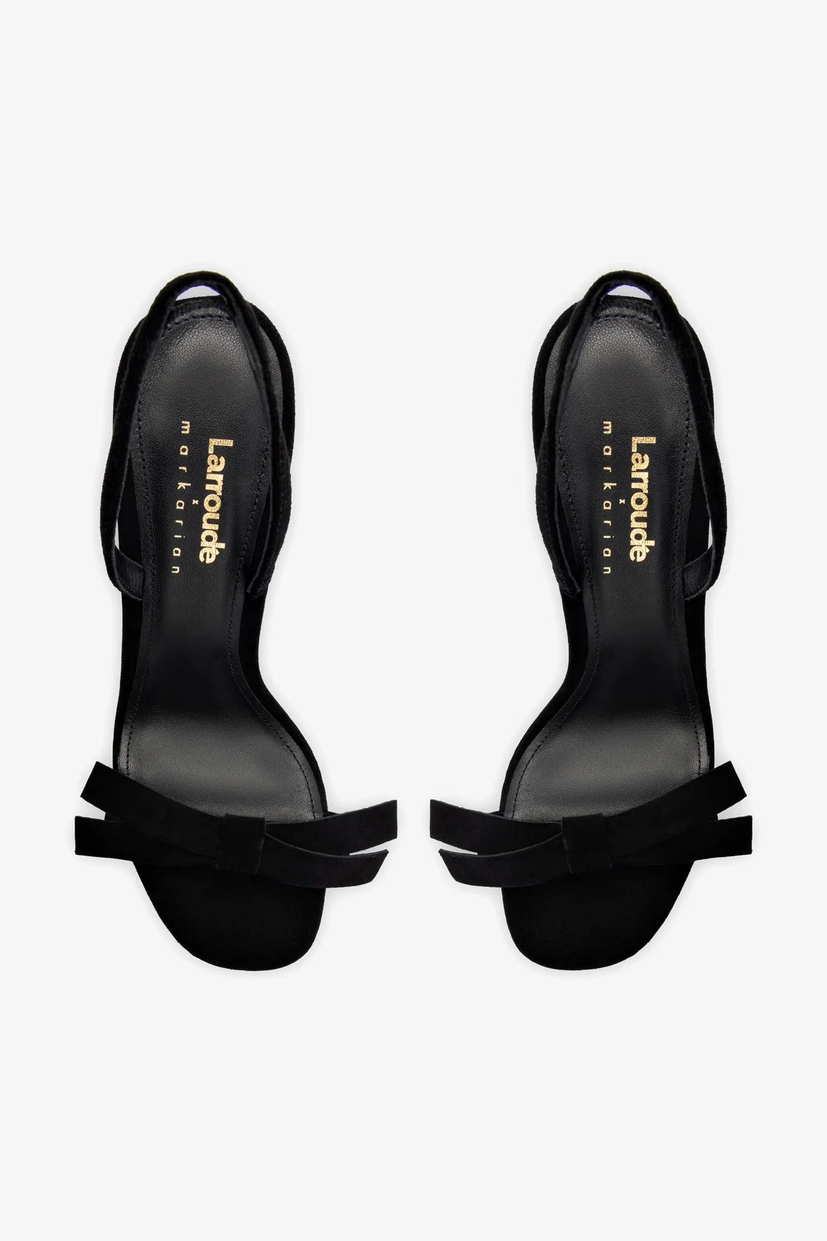 Larroudé x Markarian Black Suede Sandals - Women's Luxury Designer Shoes for Weddings, Parties & Evening Events