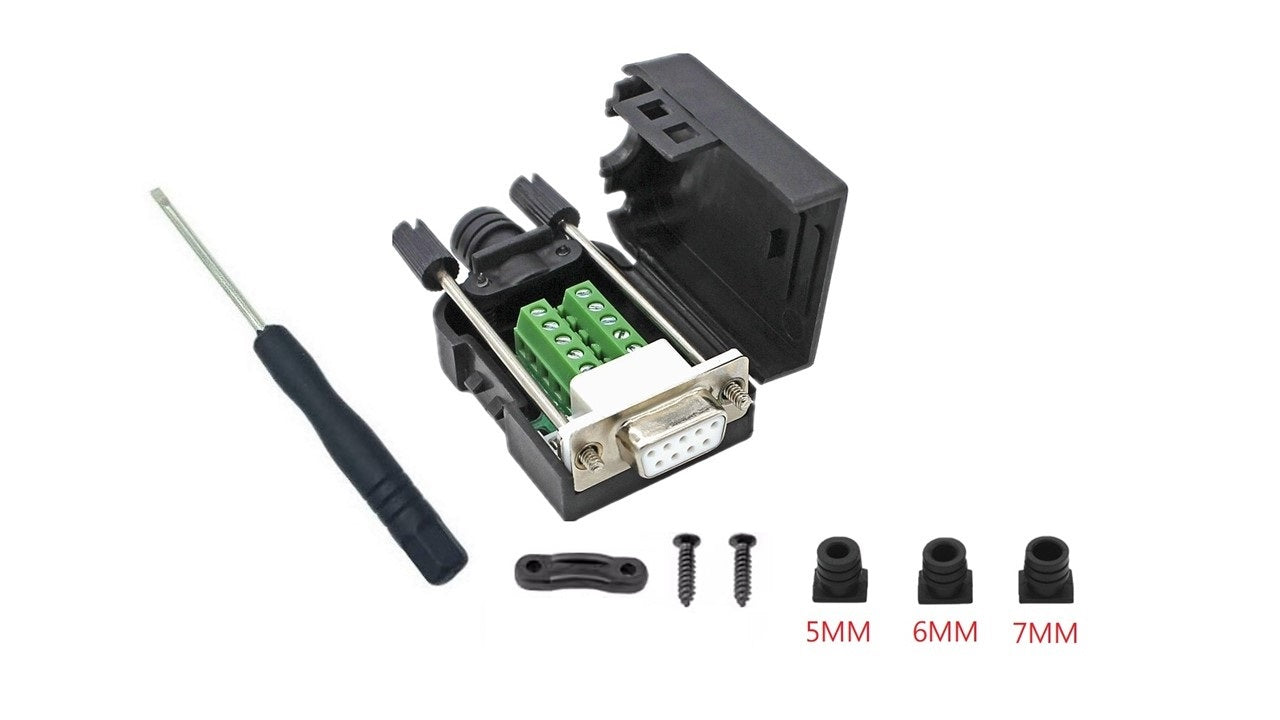 DB9 Female D-Sub Solderless Breakout Terminal Block Connector Kit - 1PC for DIY Electronics Projects | Perfect for RS232 Serial Port Connections and Prototyping