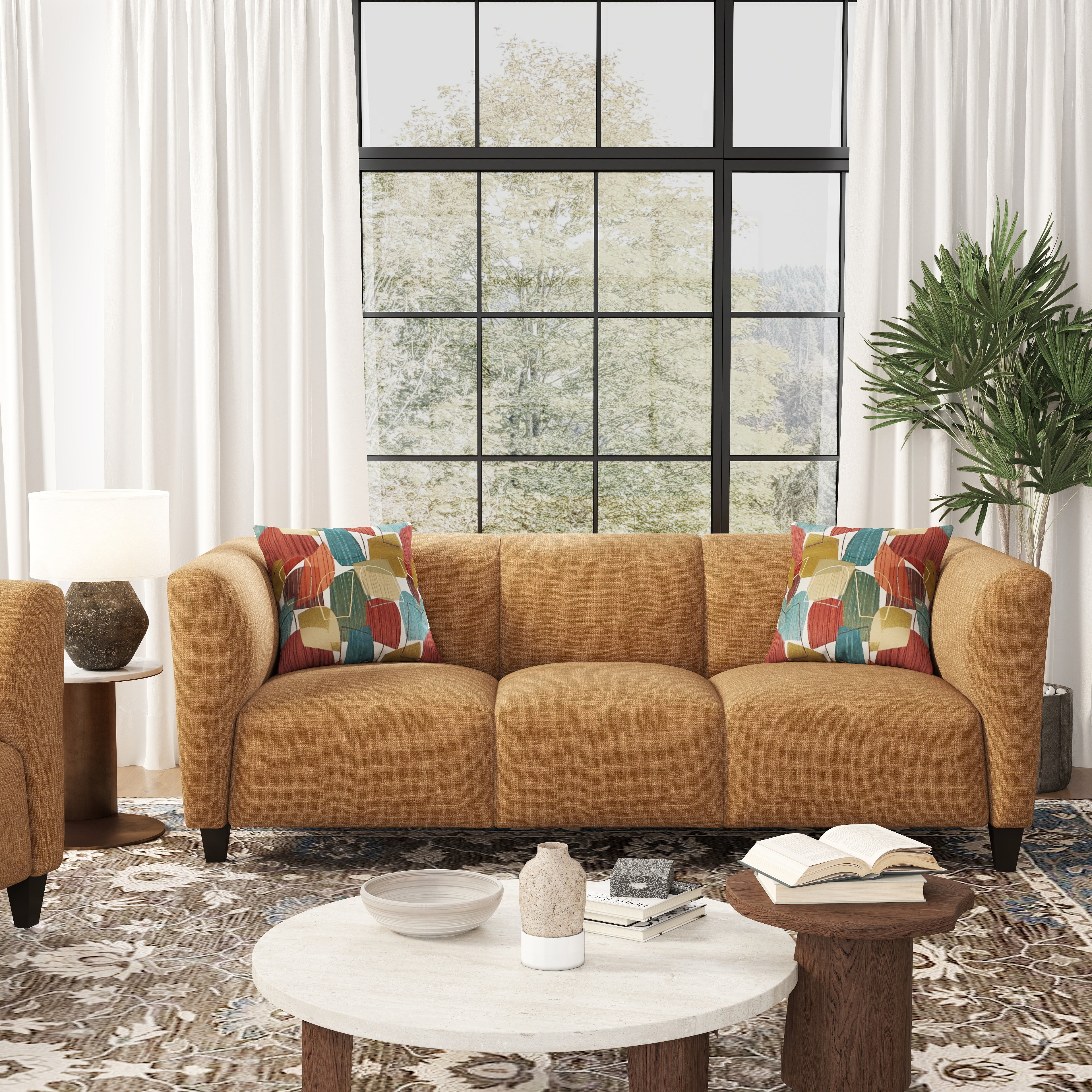 Roundhill Furniture Della Upholstered Sofa and Loveseat Set - Modern Living Room Furniture for Small Spaces | Perfect for Apartments, Condos & Cozy Homes