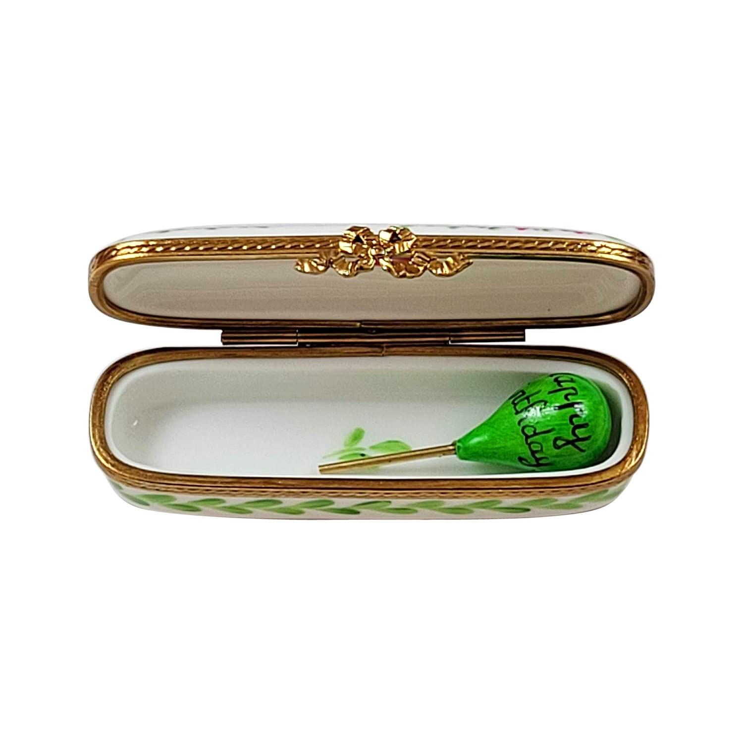 Rochard Oblong Happy Birthday Porcelain Box with Removable Balloon - Limoges Collectible Gift for Birthdays, Anniversaries & Special Occasions | Perfect for Cake Toppers, Party Decor & Keepsake Storage