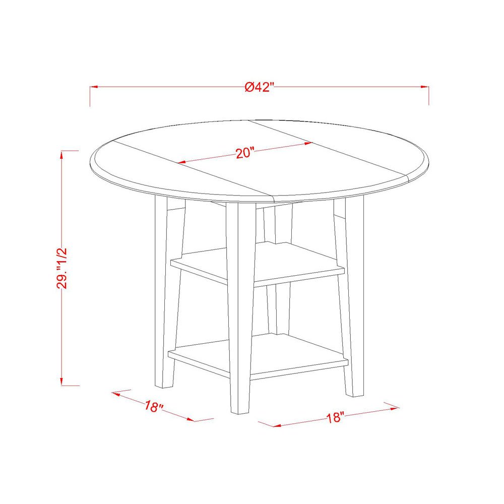 Modern 3-Piece Dining Table Set with Round Wooden Table, Drop Leaf & Shelves + 2 Chairs - 42x42 Inch, Buttermilk & Cherry - Perfect for Small Spaces, Breakfast Nooks & Cozy Apartments