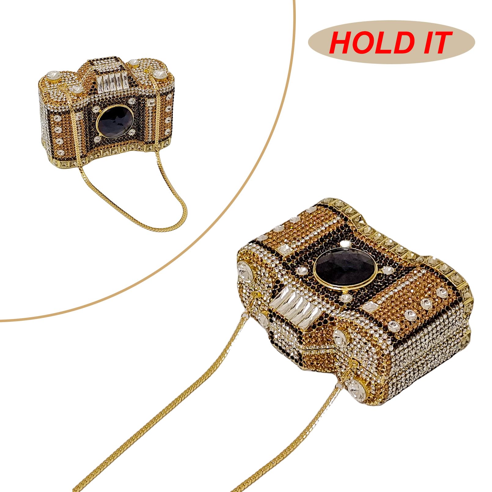 Cute Camera-Shaped Crystal Clutch Purse - Mini Rhinestone Evening Bag for Women - Wedding Party Handbag - Elegant Accessory for Prom, Date Night & Special Occasions