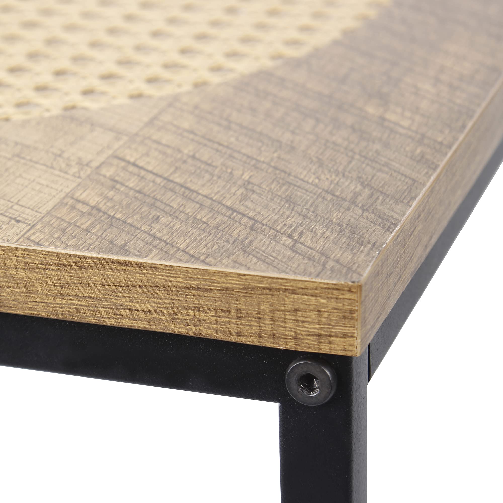 GIA Modern Wood and Rattan Side Table with Metal Frame - Small Accent Table for Living Room, Bedroom, or Patio - Perfect for Coffee, Books, and Decor
