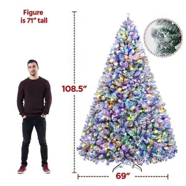 Yaheetech 7ft Pre-Lit Artificial Christmas Tree with 500 LED Lights, Hinged Branches for Easy Setup - Perfect for Home, Office, and Holiday Decorations