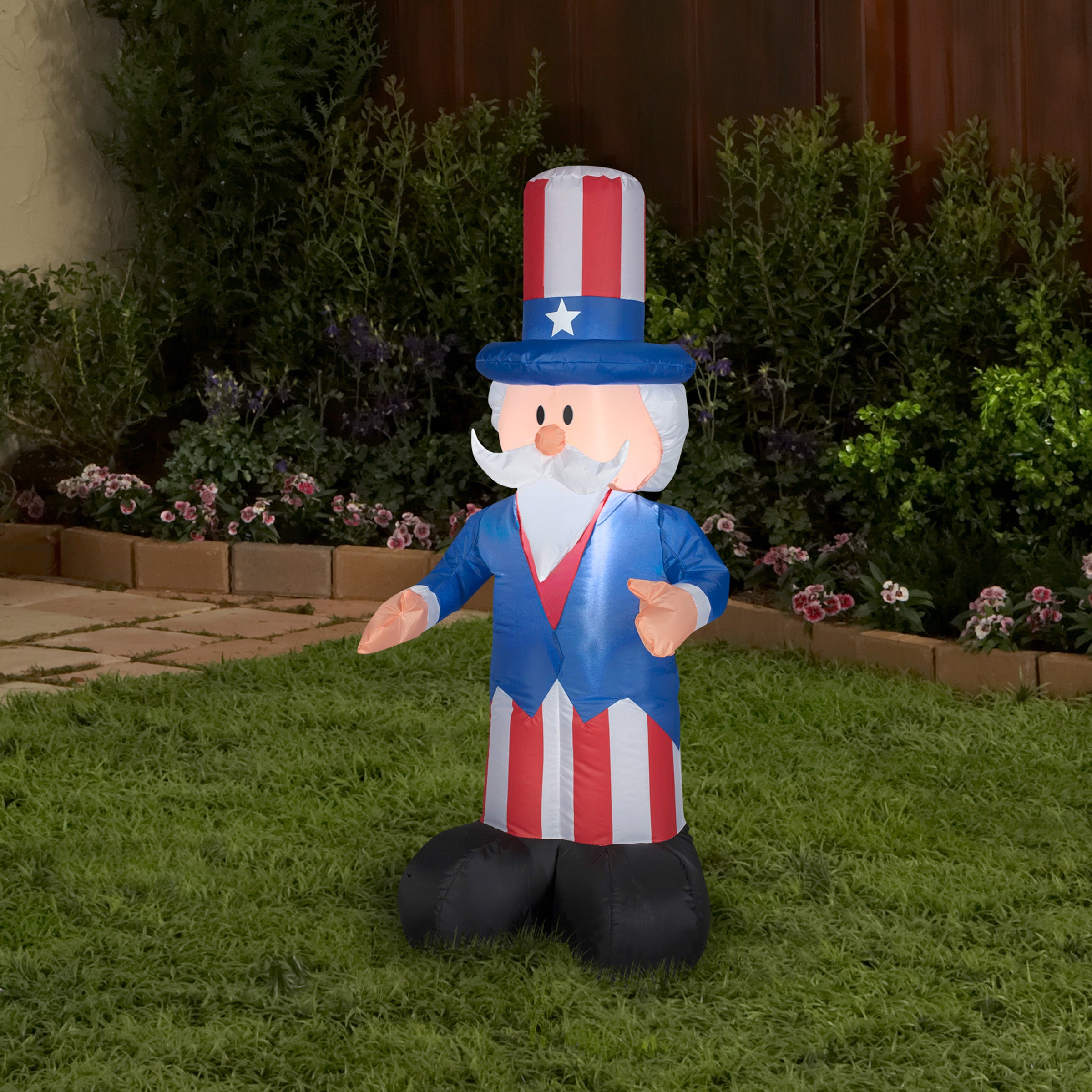 48 Inch Patriotic Inflatable Decoration - Giant Blue Uncle Sam in Red White & Blue Suit with Top Hat | 4th of July, Memorial Day, Labor Day Outdoor Yard Decorations