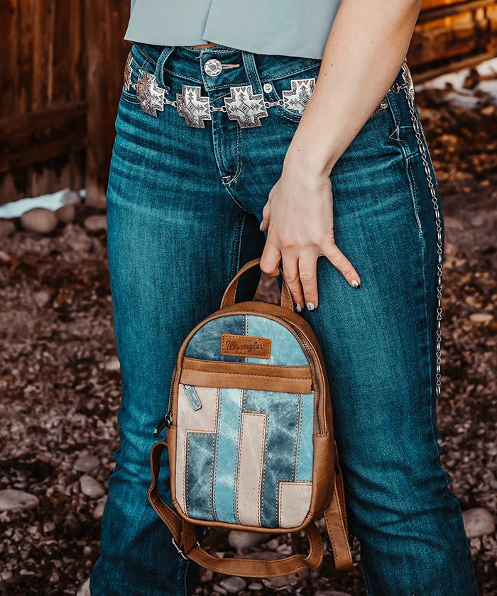Wrangler Denim Textured Sling Bag for Men & Women - Stylish Crossbody Shoulder Bag for Travel, Hiking, and Everyday Use