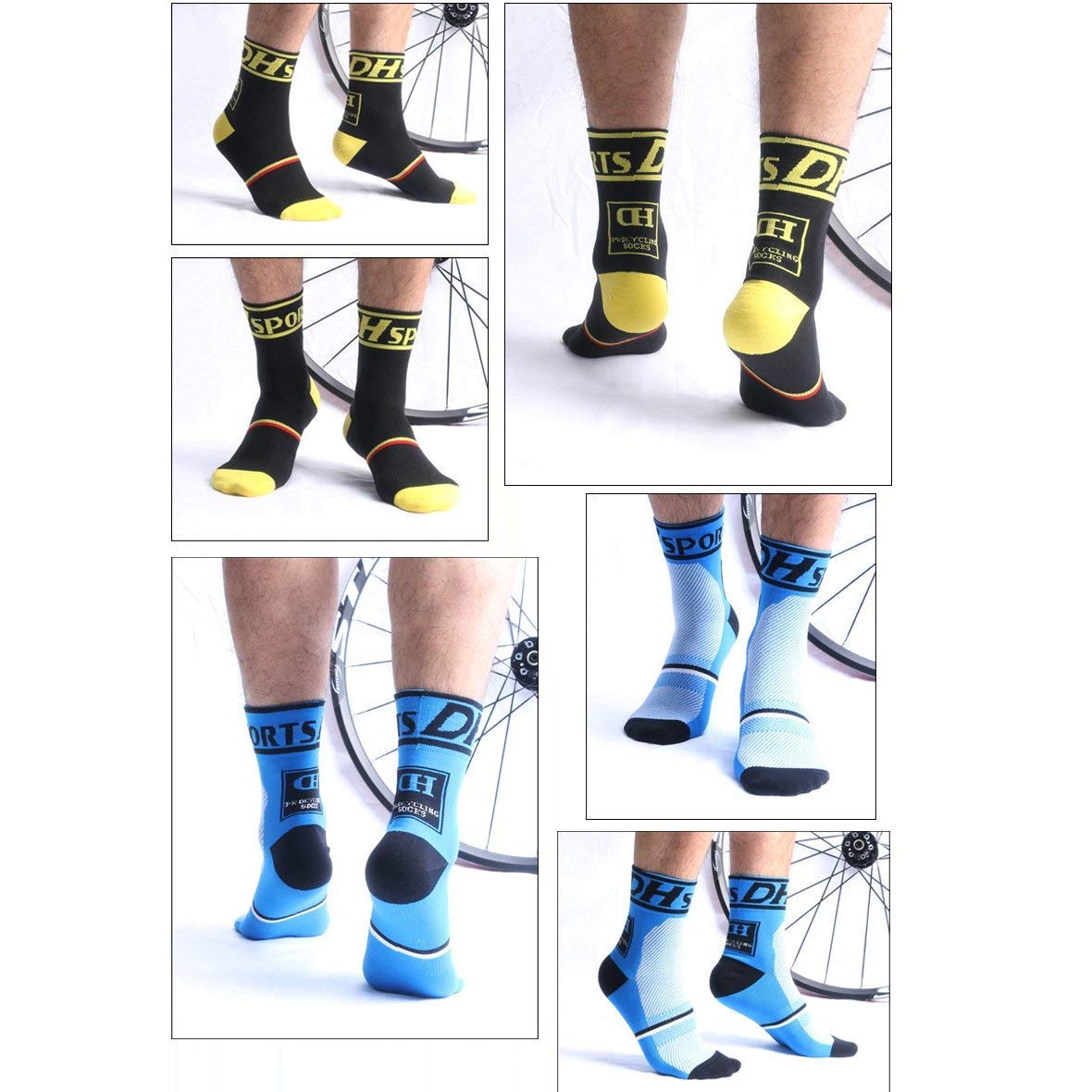 6-Pack Breathable Cycling Socks & 6-Pack Cushioned Soccer Socks for Men & Women - Moisture-Wicking Athletic Socks for Biking, Running, Gym & Sports Activities