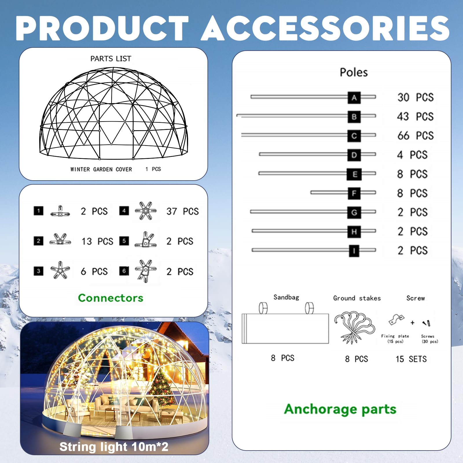 12x7.2FT Clear PVC Bubble Tent Dome for 4-8 People - Waterproof Outdoor Garden Igloo Greenhouse with Windows | Perfect for Camping, Parties, Christmas Decorations & Backyard Relaxation