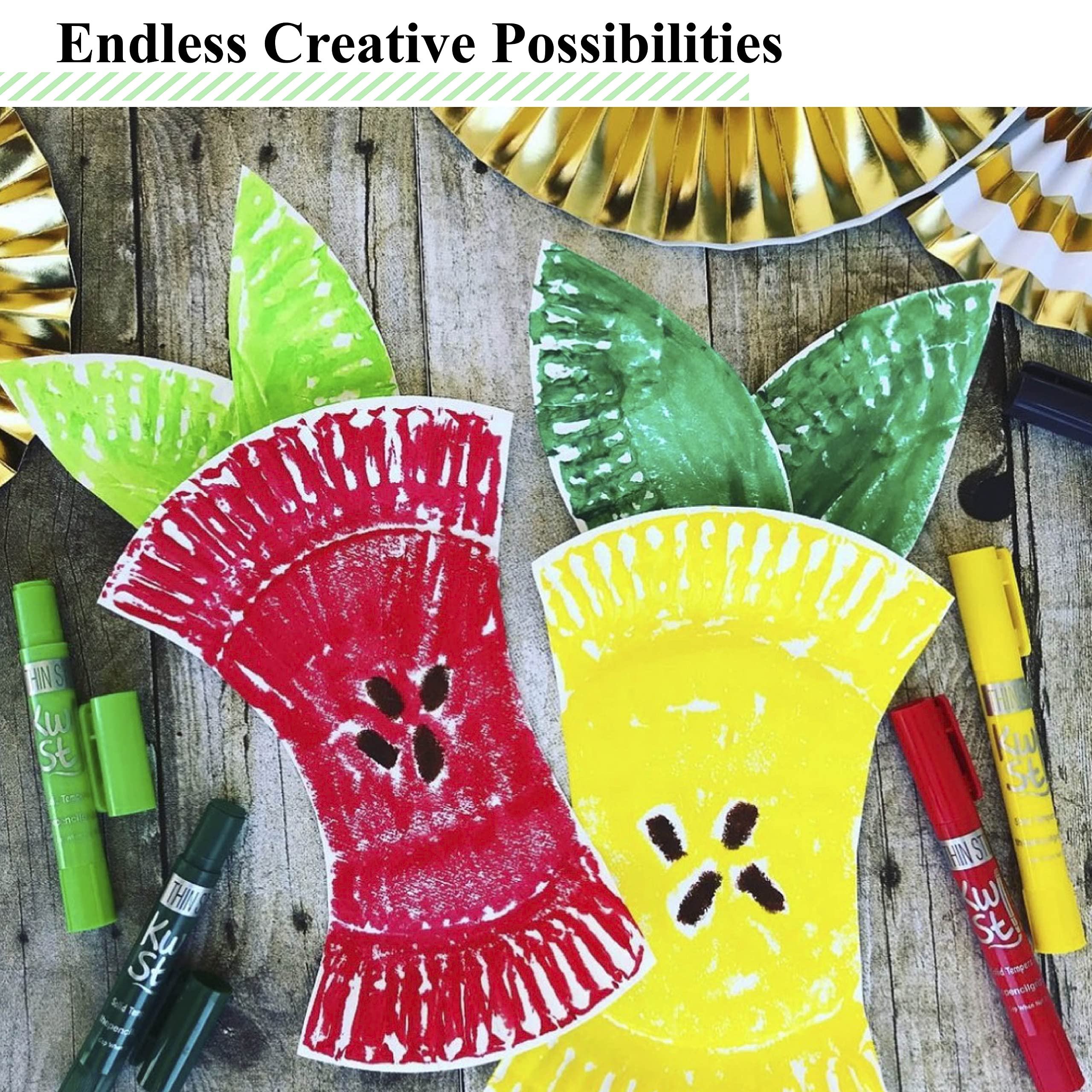 The Pencil Grip Kwik Stix Thin Tempera Paint Pens - 6 Classic Colors, Fast Drying Non-Toxic Tempera Paint Sticks for Kids | Perfect for Classroom Art Projects, DIY Crafts & Home School Activities